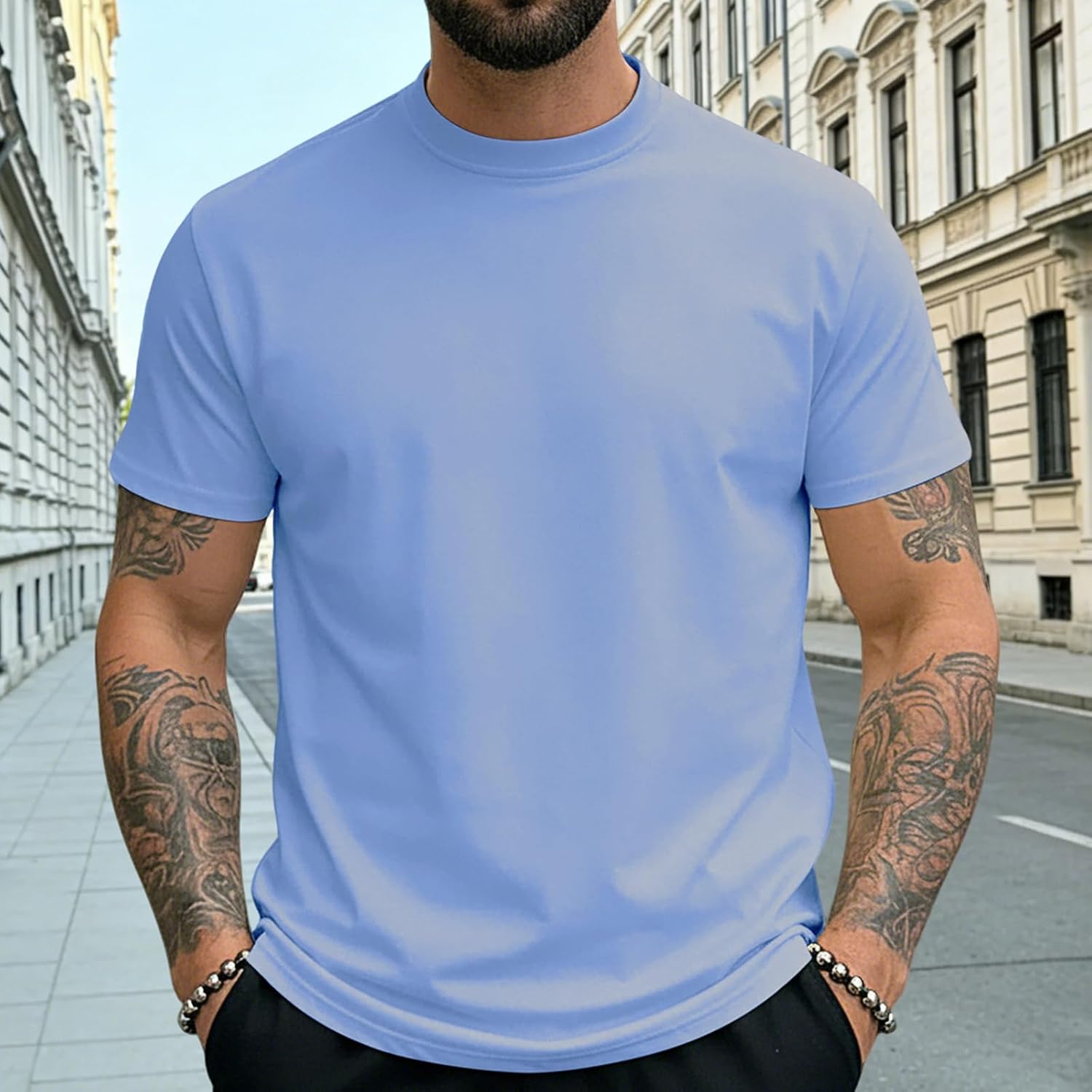 WENKOMG1 Men's Performance T Shirts Short Sleeve Quick Dry Athletic Running Gym Workout Summer Tee Tops, S-2XL