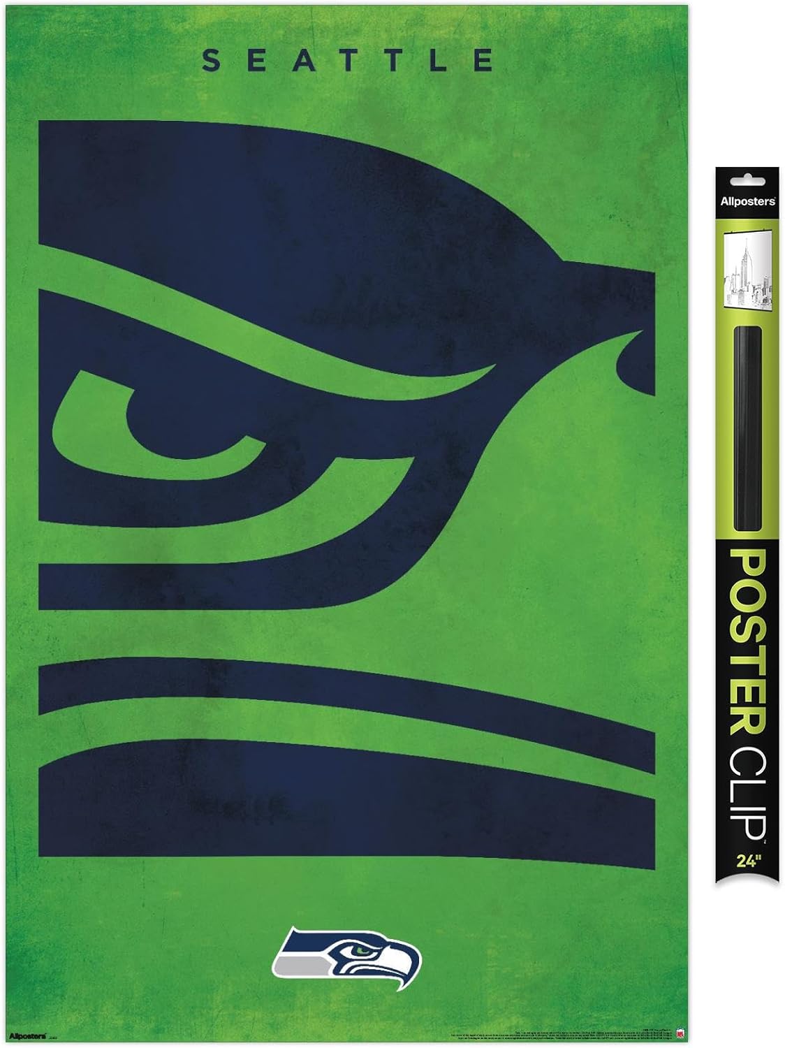 NFL Seattle Seahawks - Logo 25 Wall Poster, 34L" x 22.4W", Black Framed Version