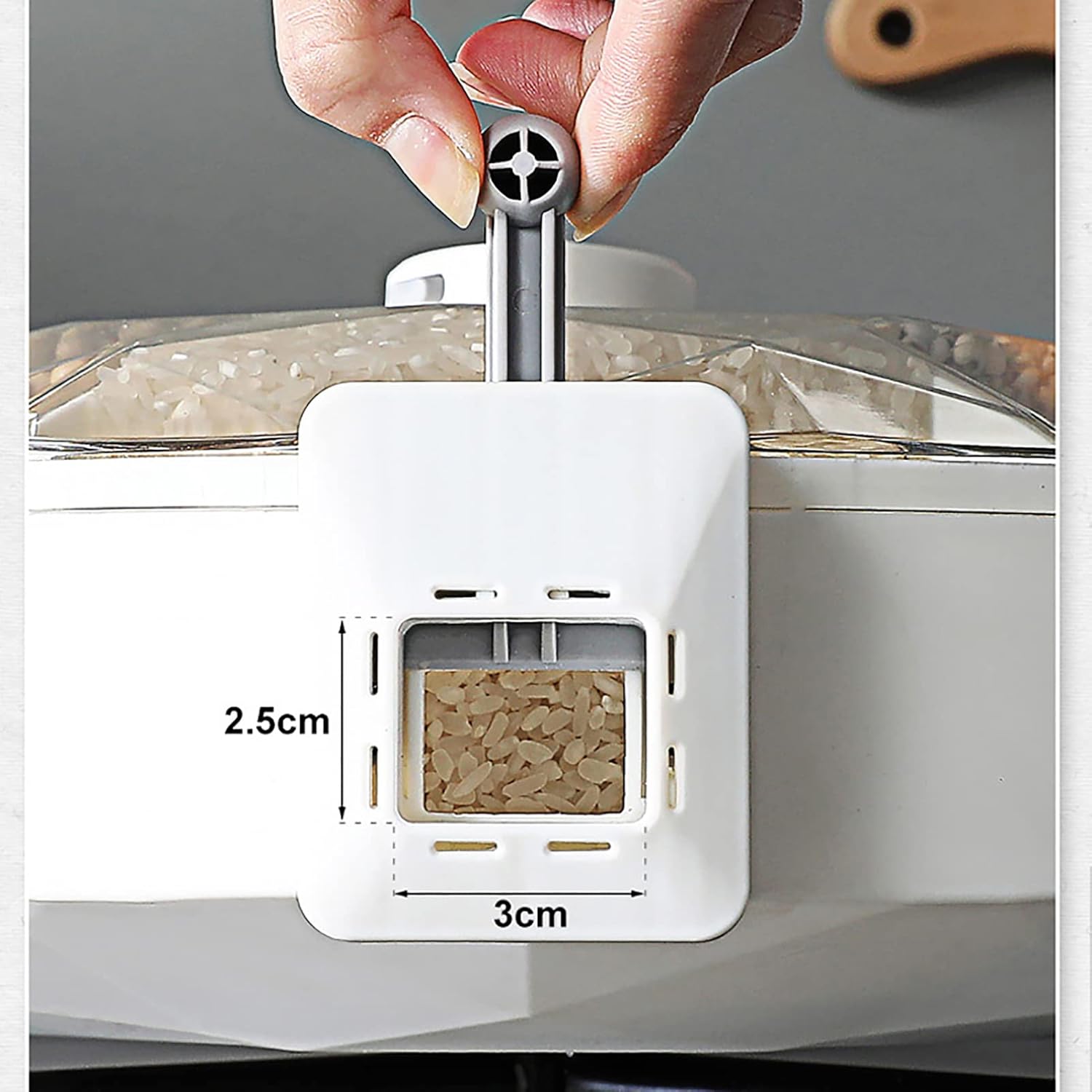 Bao Monad Compass-Style Grain Storage Box Airtight Storage Grain Dispenser Transparent Non-Perforated Rotating Storage Tank for Kitchen