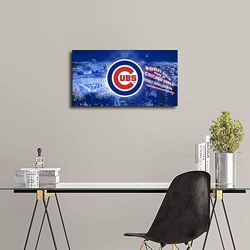 Miniatura 5 de Póster de béisbol de los Chicago Cubs de béisbol, lienzo deportivo, diseño de arte de pared, decoración del hogar (sin marco, 16 x 24 pulgadas)