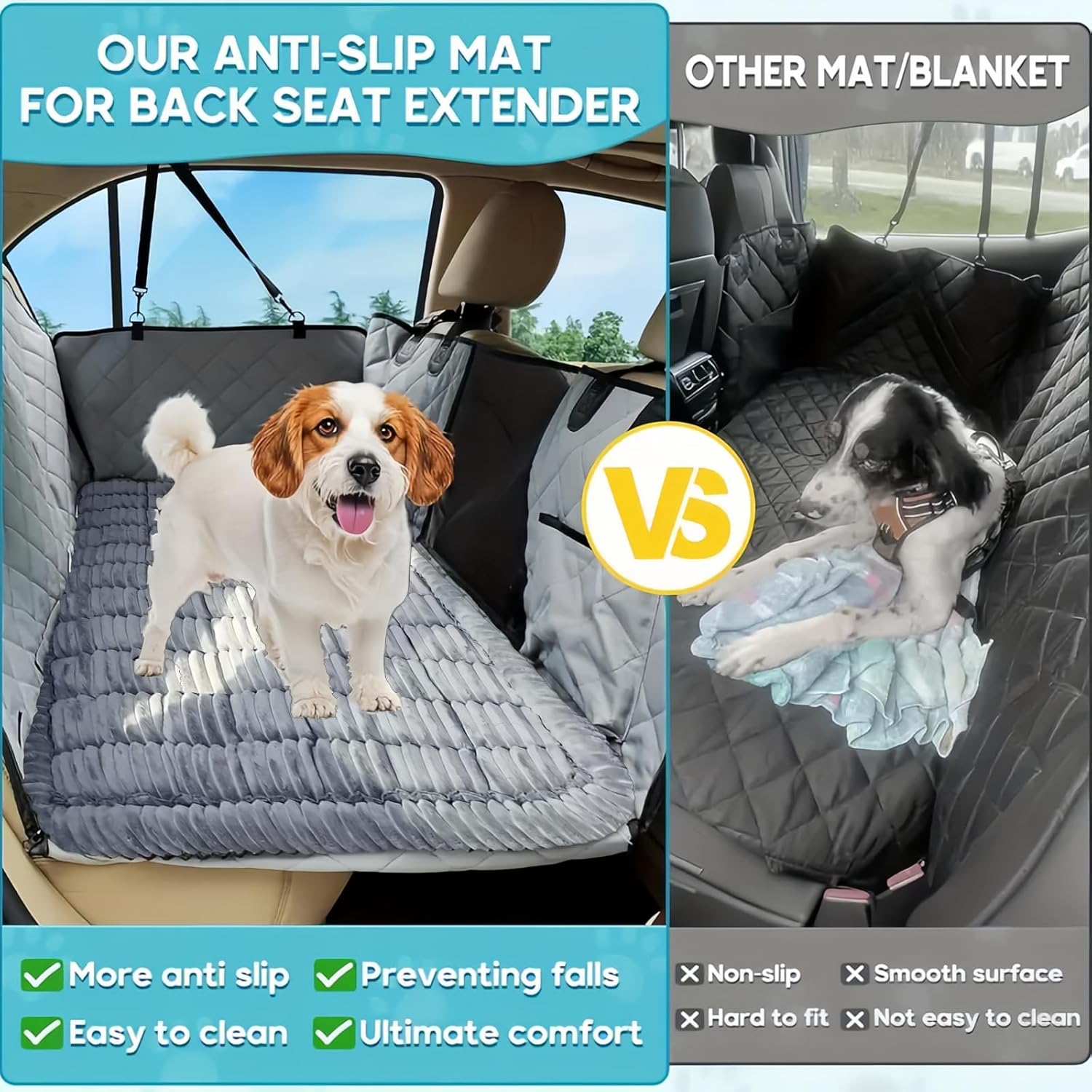 Backseat Pet Bed Mat, Dog Bed for Car Back Seat, Soft & Fuzzy Dog Seat Covers, Non-Slip Travel Pet Mat, Fit for Backseat Extenders and Trucks SUVs(Gray, 60 * 137cm)