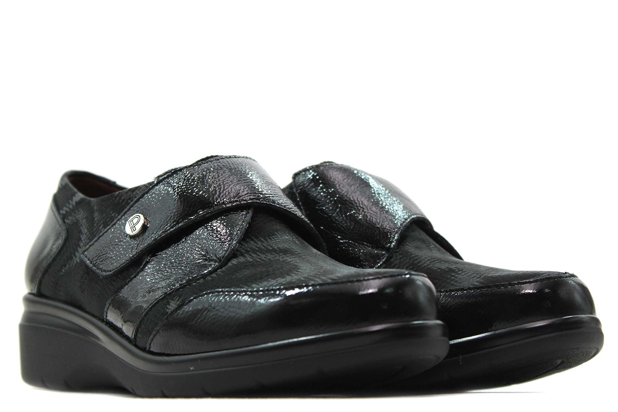 PITILLOS - Blucher,mocasín,Zapato con Tira adesiva,Casual,Piel y Tela,Plantilla Extraible,Deportivo,Sneaker para: Mujer Color: Negro Talla:36