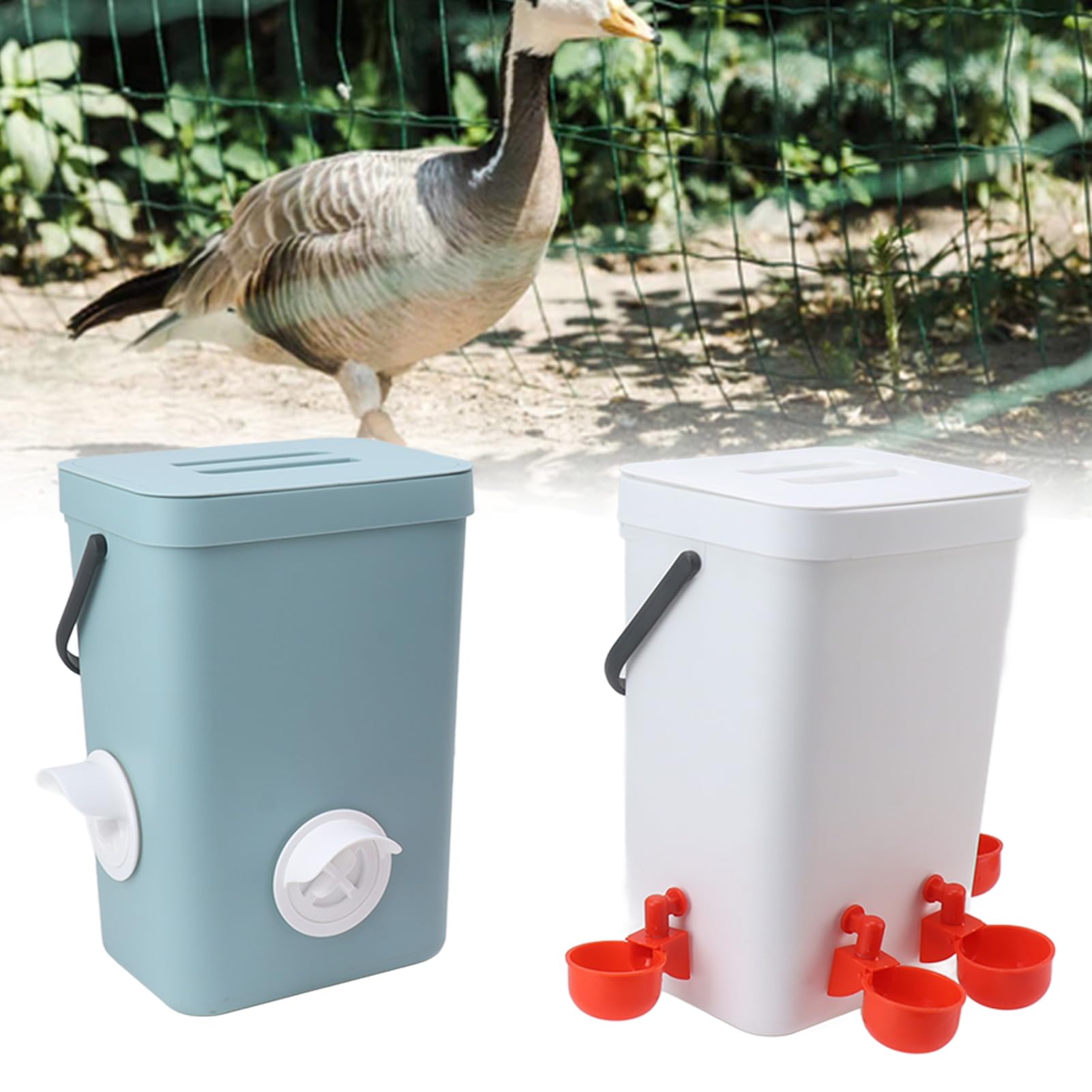 Juego de Alimentación Automática para Aves de Corral, Cubierta Impermeable, Alta Eficiencia, Gran Capacidad, Múltiples Tazones, Dispensador de Agua para Pollo, Pollito, Pato,