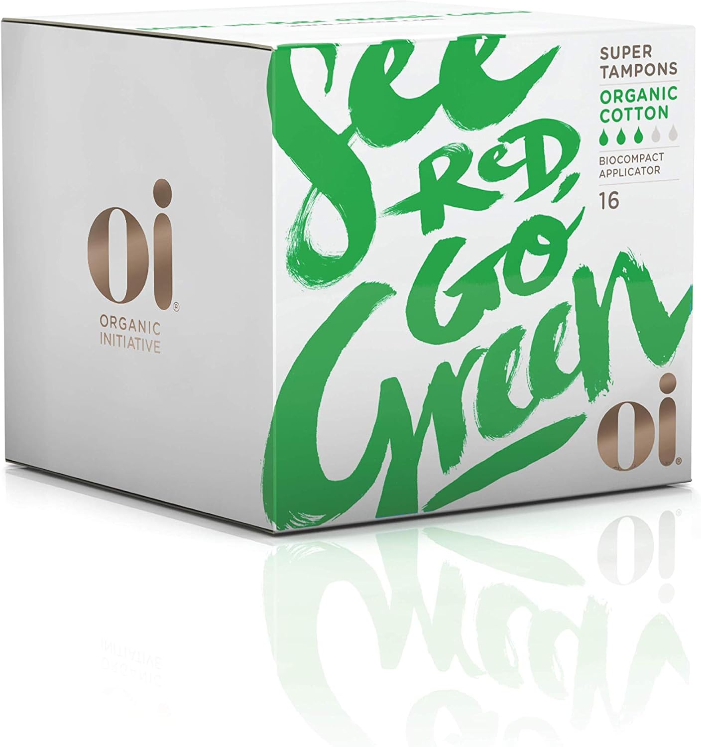 Oi Organic Cotton Tampons, Box of 16 Super Tampons, Compact PlantBased