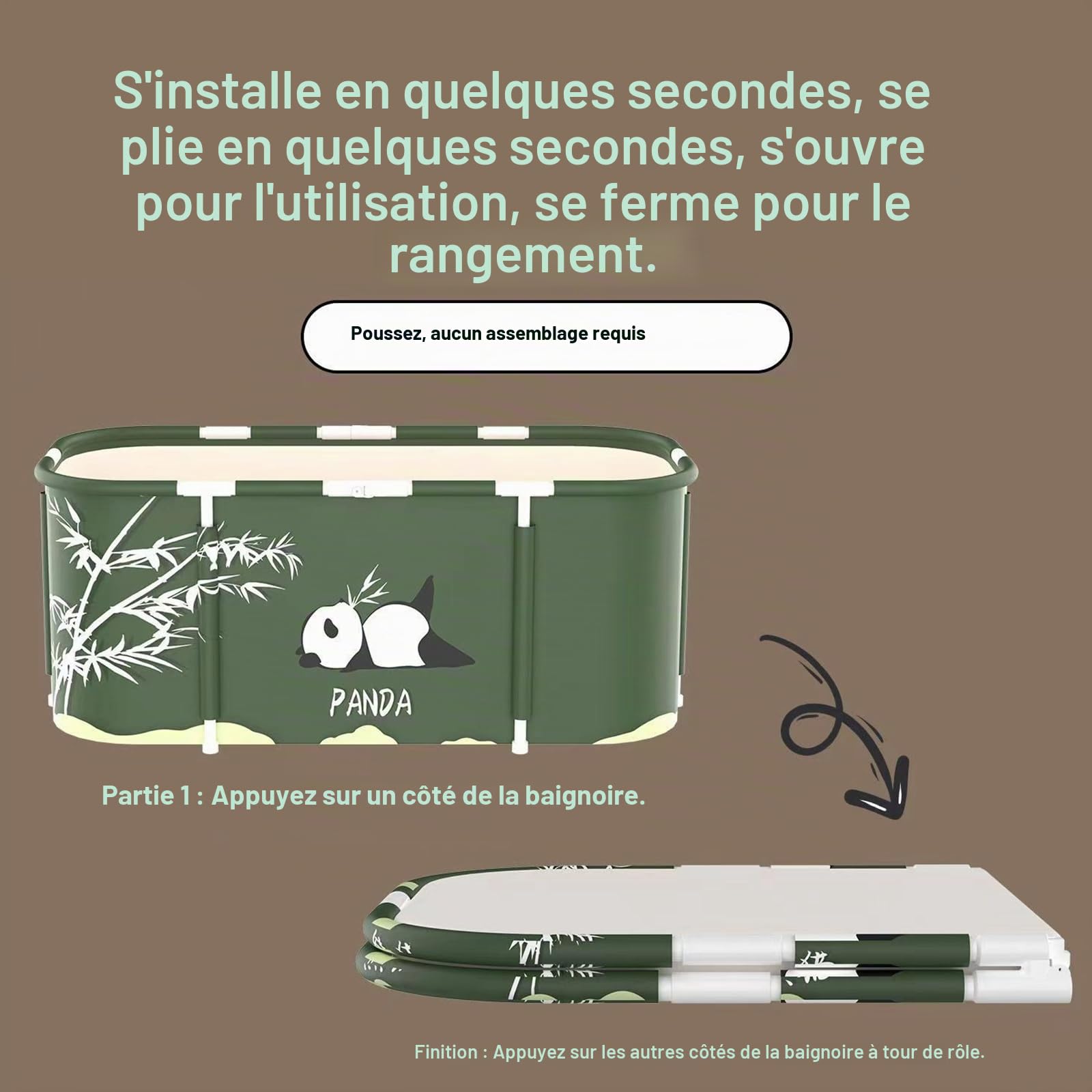 Baignoire autoportante, portable, pour adultes, pliable, épaisse, multicouche, grande baignoire trempante, pour l'intérieur et l'extérieur, 115 x 50 cm