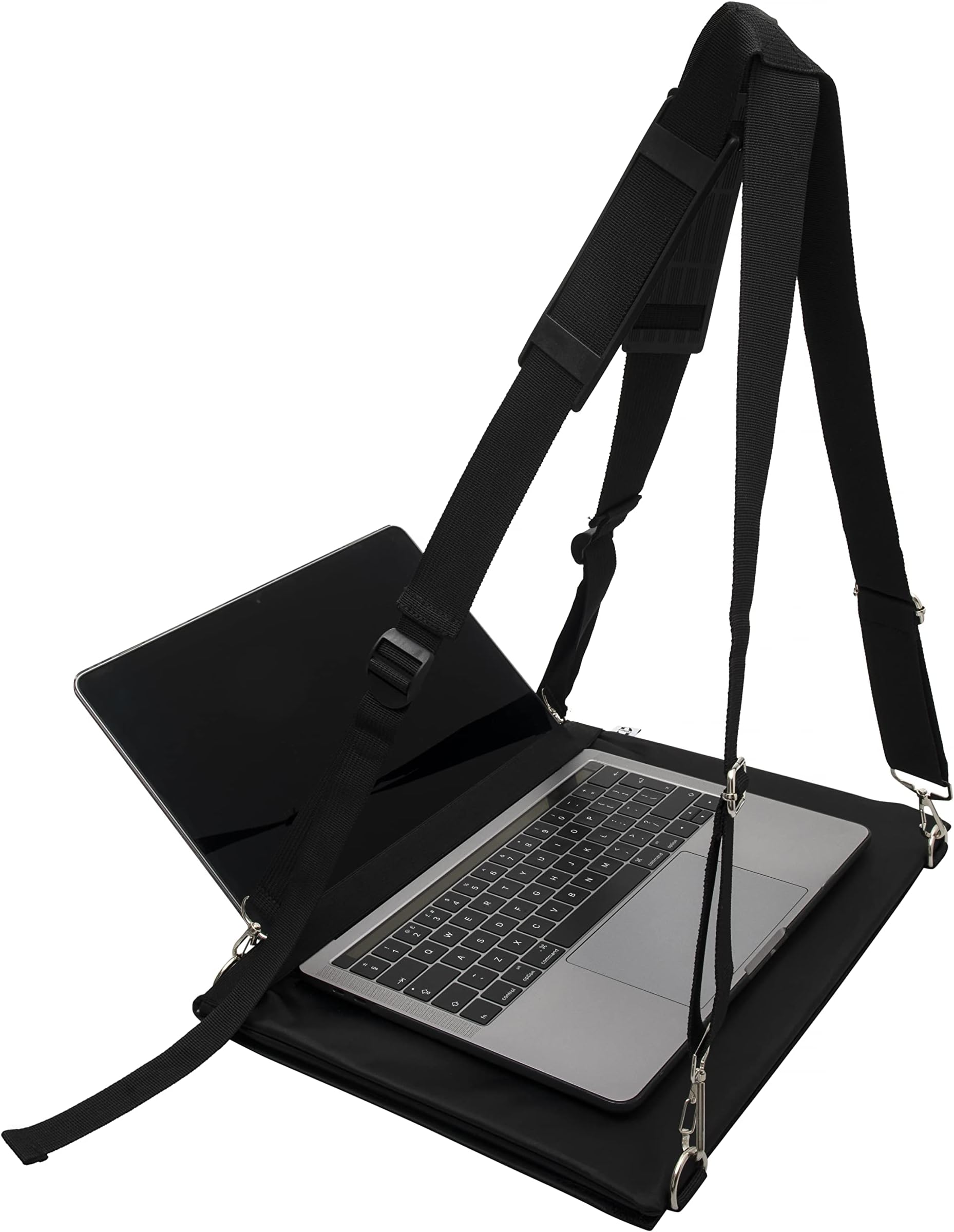 Laptop Harness - Walking Desk-Hands Free Portable Wearable Desk with Adjustable Straps for up to 16" Laptop, MacBook, Notebook- Complete with Microfiber Cloth