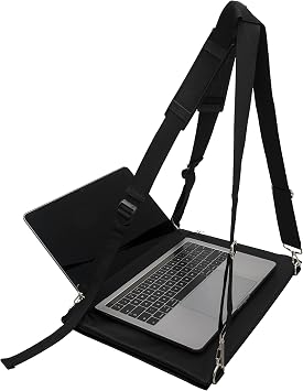 Laptop Harness - Walking Desk-Hands Free Portable Wearable Desk with Adjustable Straps for up to 16" Laptop, MacBook, Notebook- Complete with Microfiber Cloth