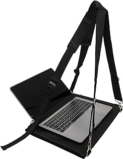 Laptop Harness - Walking Desk-Hands Free Portable Wearable Desk with Adjustable Straps for up to 16" Laptop, MacBook, Notebook- Complete with Microfiber Cloth