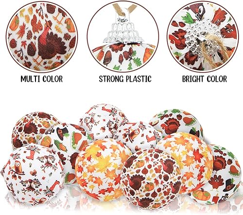 Miniatura 3 de 16 bolas colgantes de otoño para el día de Acción de Gracias, bola colgante envuelta en tela, pavo, calabaza, hoja de arce, adorno para otoño, día