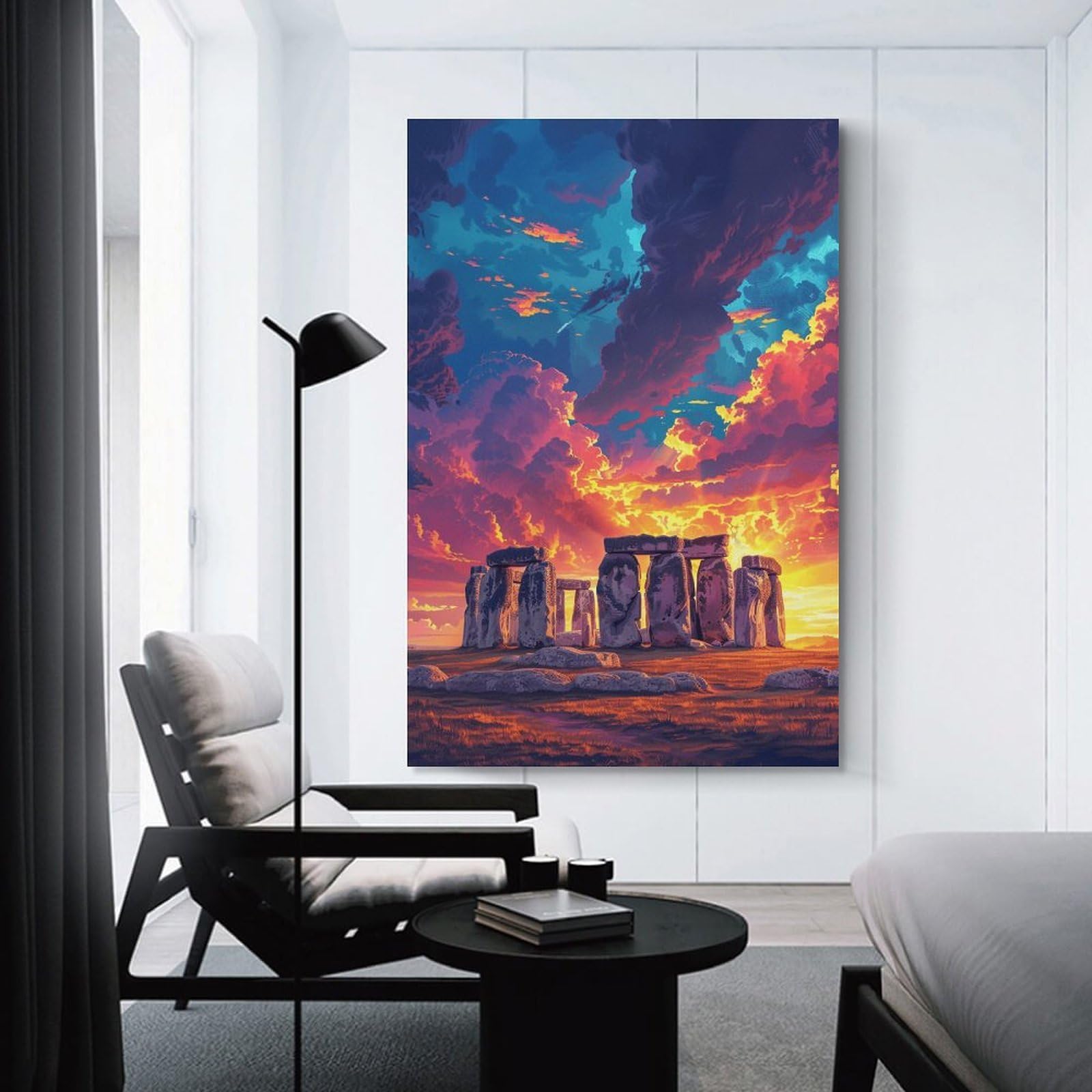 Junmoney Unframe-Style-23 Stonehenge Sunset Fantasy Room Decor Wall Art 12X18inch(30X45cm), For Entrance Walls, Hall Decor Or Foyers, A Neat Decor Update For Hallways