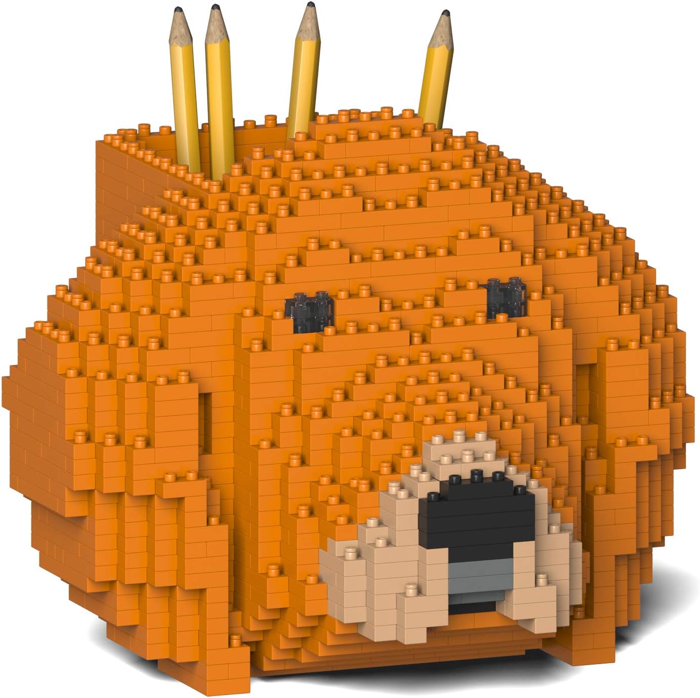 JEKCA Golden Retriever Pencil Cup 01S-M01 | Dog Plastic Building Blocks | Stationary | Age 14+