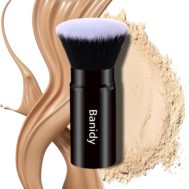 Pincel Kabuki retrátil para rosto e blush Banidy, portátil, preto, 1 unidade