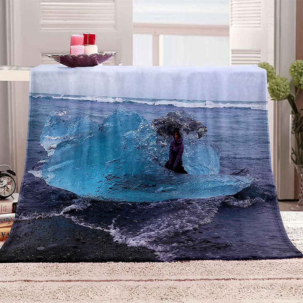 Couverture polaire ocean bleu chaude et douce contre le froid du soir