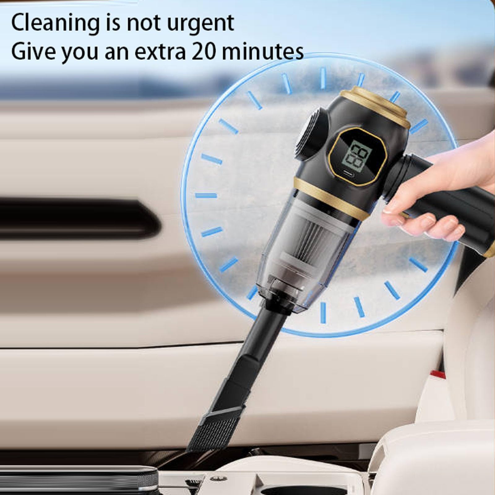 Handheld Cordless Car Vacuum Cleaner, Handheld Vacuums 9000Pa Vacuum Cleaner and Air Duster with Intelligent Screen Display, Portable Car Vacuums Cleaner for Home Cars Office Pet Hair (Black)