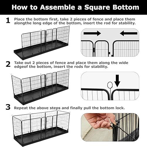 Miniatura 4 de PJYuCien Parte inferior rectangular para corralito para perros, se adapta a 8 paneles, 24 pulgadas de ancho, tamaño de 24 x 72 pulgadas, tela Oxford