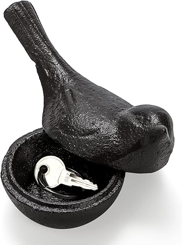 Miniatura 1 de Pumtus Ocultador de llaves de hierro fundido, soporte para llaves de pájaro, adorno de estatuas de jardín pequeñas para exteriores, figura de