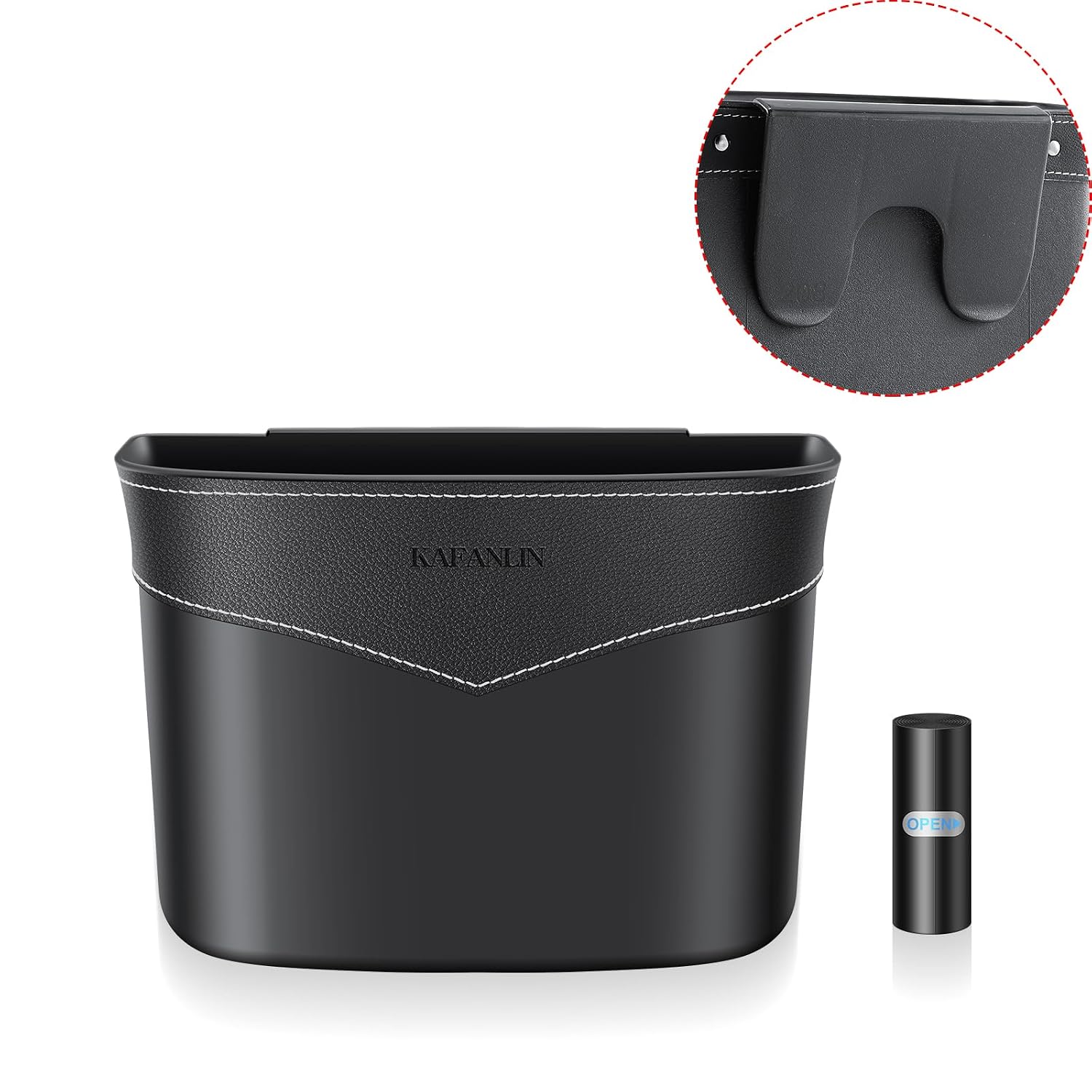 Car Trash Can Mini Trash Bin Garbage Organizer with Plastic Trash Bag Automotive Small Garbage Bin for Home Office Auto Vehicle Car Door Front Back Seat Storage Accessories (clip on trash can)