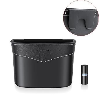 Car Trash Can Mini Trash Bin Garbage Organizer with Plastic Trash Bag Automotive Small Garbage Bin for Home Office Auto Vehicle Car Door Front Back Seat Storage Accessories (clip on trash can)