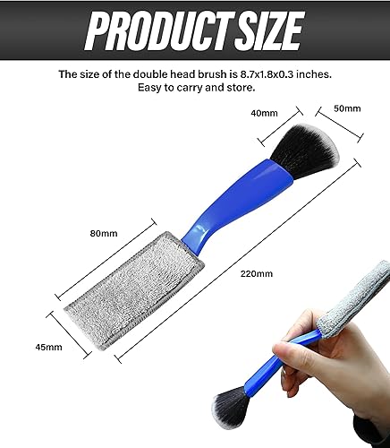 Miniatura 2 de Universal 2 en 1 plumero para limpieza de coche, herramienta de cepillo de coche, cepillo de doble cabeza, cepillo de detalles interiores de auto,