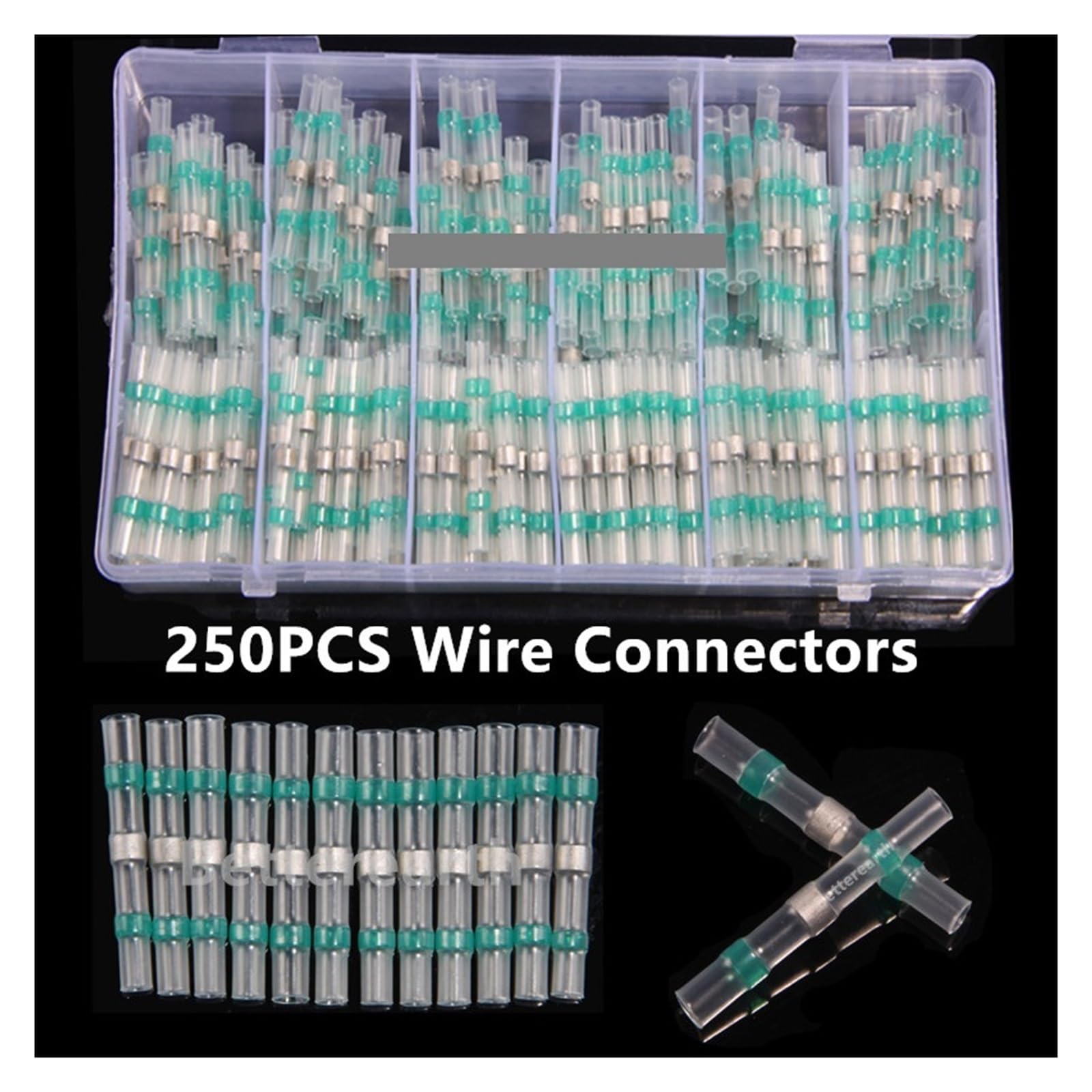 250/150PCS Solder Seal Sleeve Splice Terminals Heat Shrink Electrical Wire Connector Butt Connectors AWG 18-16 Kit(50PCS)