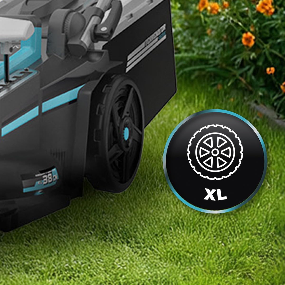 Cecotec Terrenator kosiarka akumulatorowa E7 Liberty Z Plus. Bezszczotkowy silnik bezszczotkowy, działa 2 baterie 21 V 4 Ah, zmiana wysokości systemu Z-Tech, szerokość 43 cm, 3w1 mulczowanie tylnych