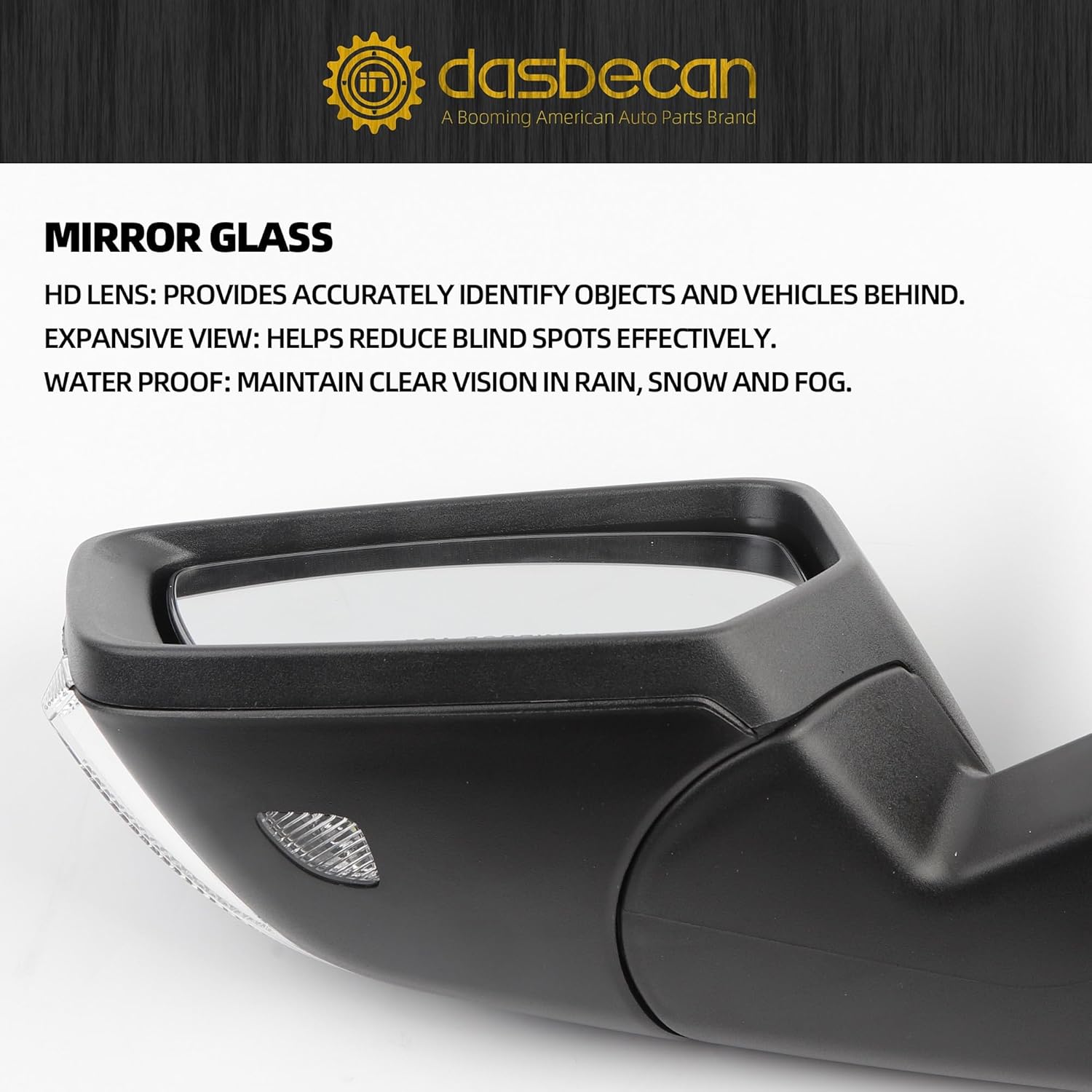 Dasbecan Left Driver Side Mirror Compatible with Chevy Impala 2014-2019 Manual Folding Power Glass Heated with Turn Signal Puddle Light Black 8Pins Replaces 22936943