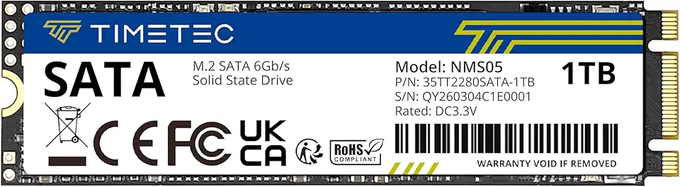 Timetec SSD 3D NAND SATA III de 1 TB 6 Gb/s M.2 2280 NGFF 512TBW Velocidade de leitura de até 550 MB/s SLC Cache Performance Boost Unidade interna de estado sólido para PC, computador, laptop e