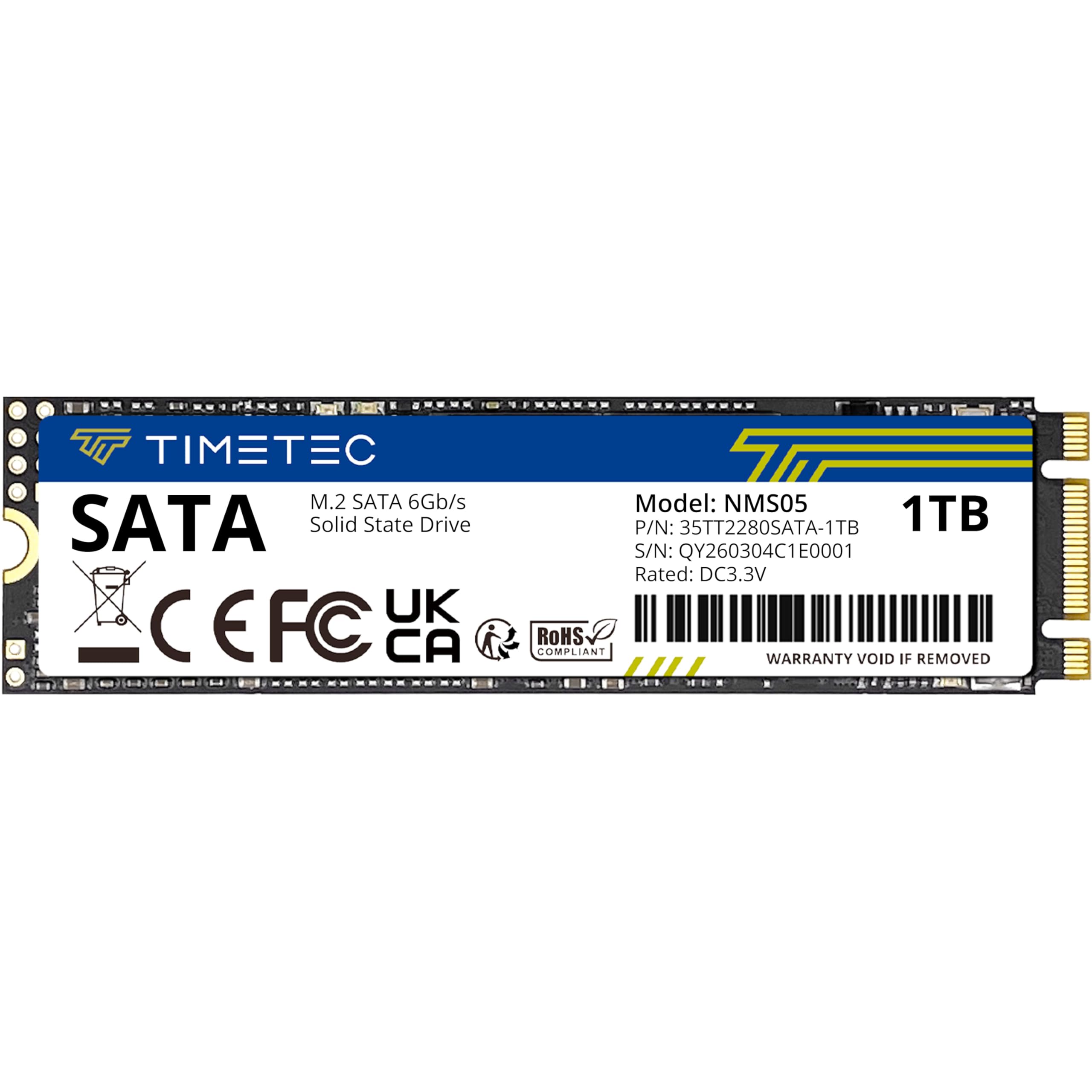 Timetec 1TB SSD 3D NAND TLC SATA III 6Gb/s M.2 2280 NGFF 512TBW Read Speed Up to 530MB/s SLC Cache Performance Boost Internal Solid State Drive for PC Computer Laptop and Desktop (1TB)