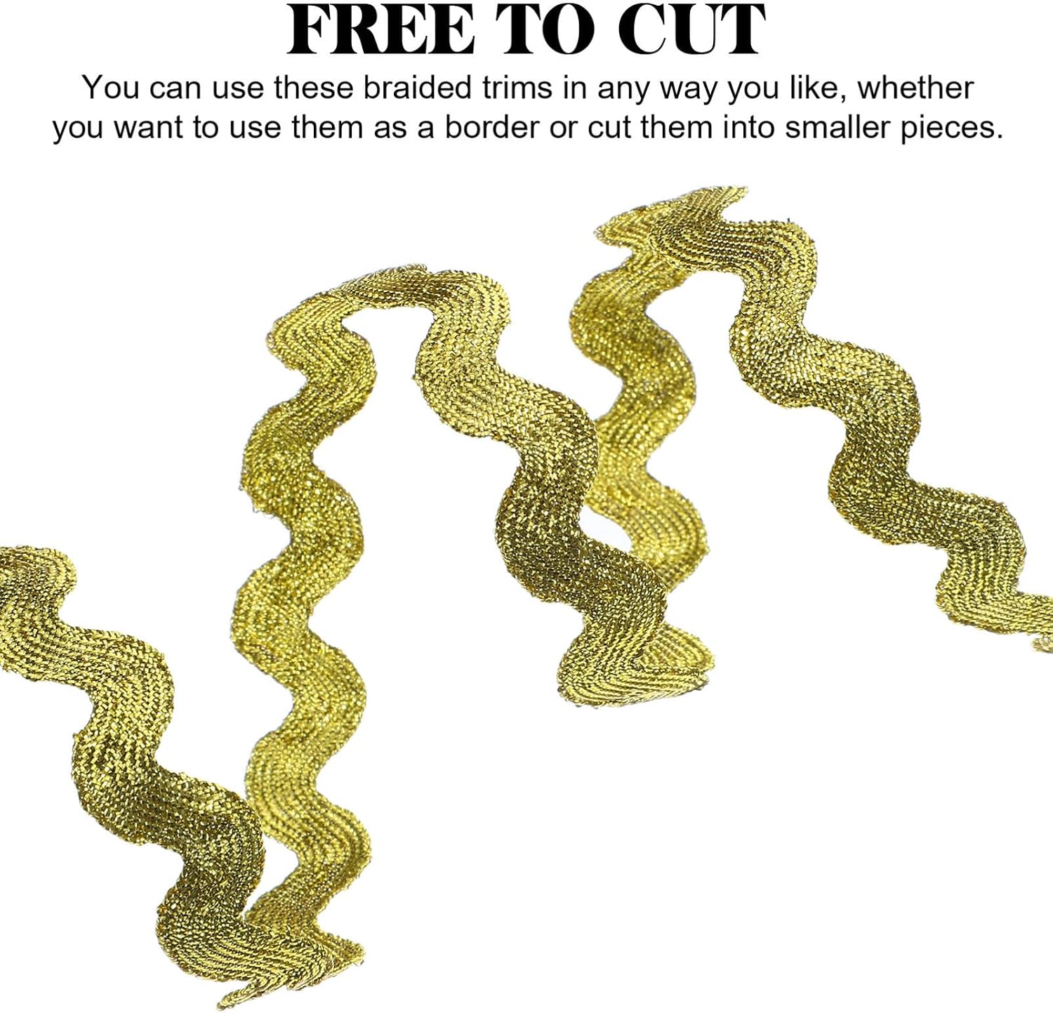 2rolls Wave Braid Trim Metallic Embellishment for Sewing Upholstery and Craft Projects Each Clothing Supplies and Decorative Trims