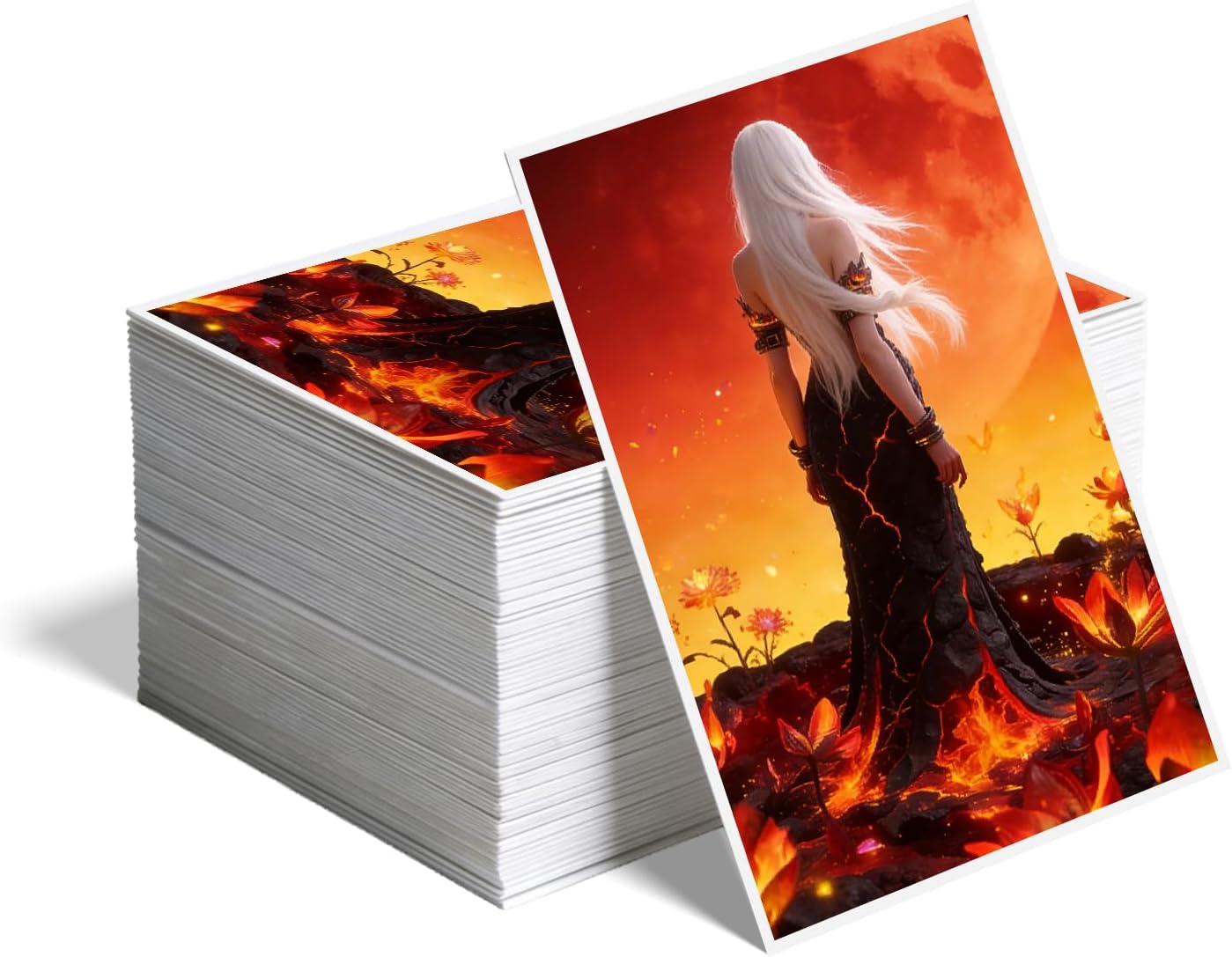 MTG Card Sleeves,Art Card Sleeves Deck Protector, Matte Textured Back & Clear Front, 66x92mm, Smooth Shuffle (Emberweave Gown Girl)