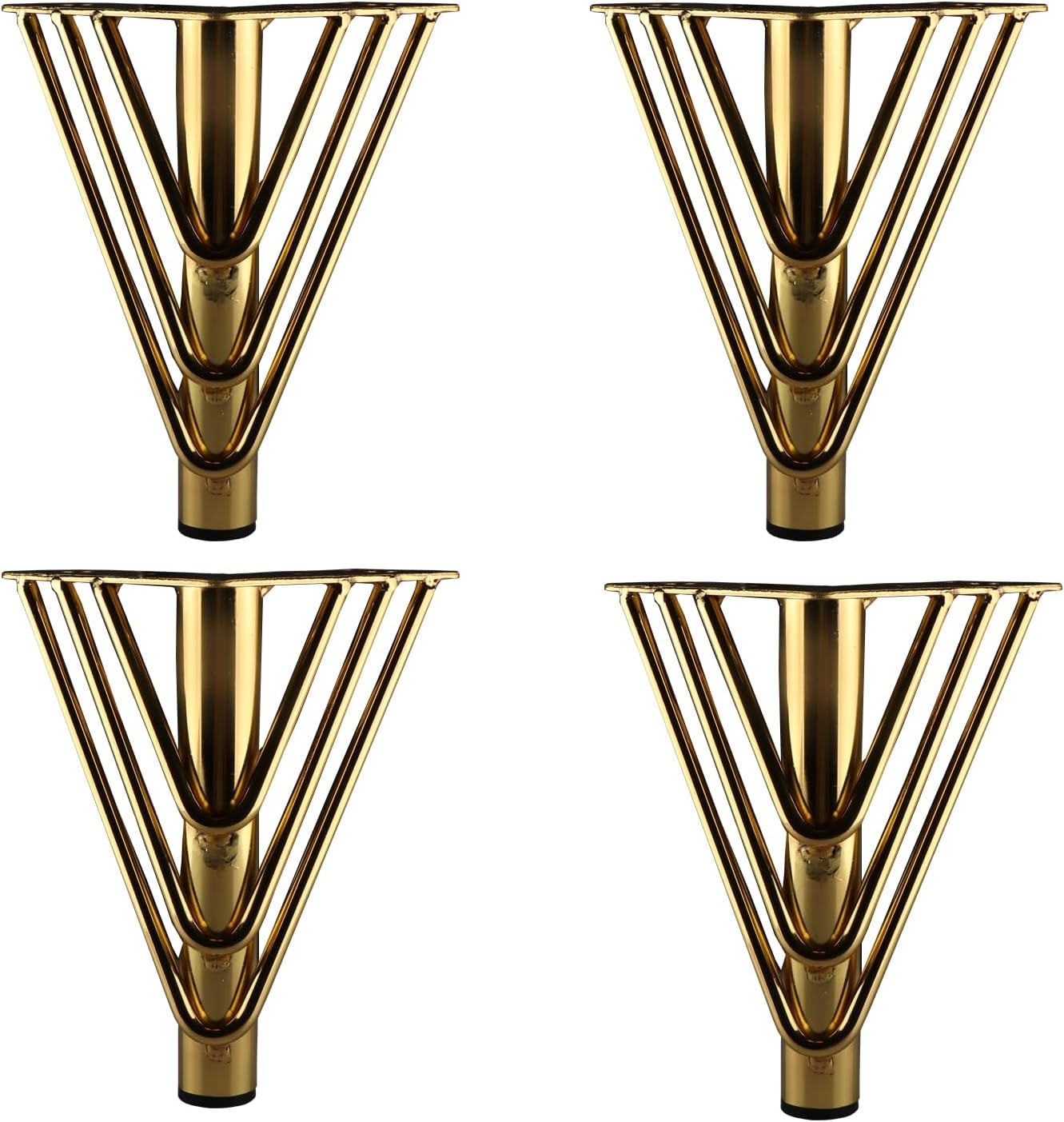 Osring 8 Inch Furniture Leg Gold Triangle Shaped Hairpin Furniture Table Feet 4pcs, Heavy Duty Metal Coffee Table Legs for Sofa Dresser Cabinet 8 Inch Gold