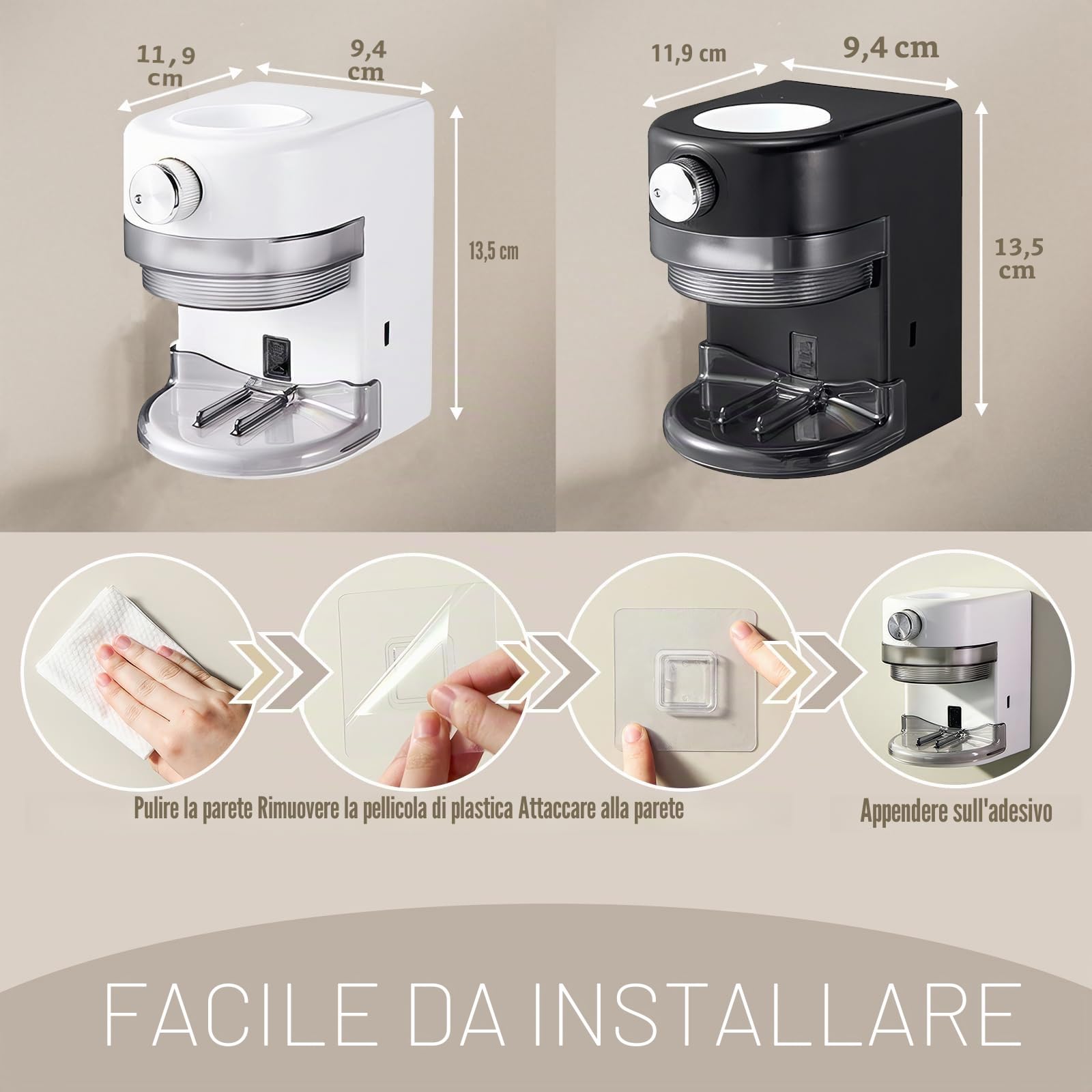 Dispenser automatico di dentifricio elettrico, volume regolabile, montaggio a parete, per bambini e adulti (bianco)