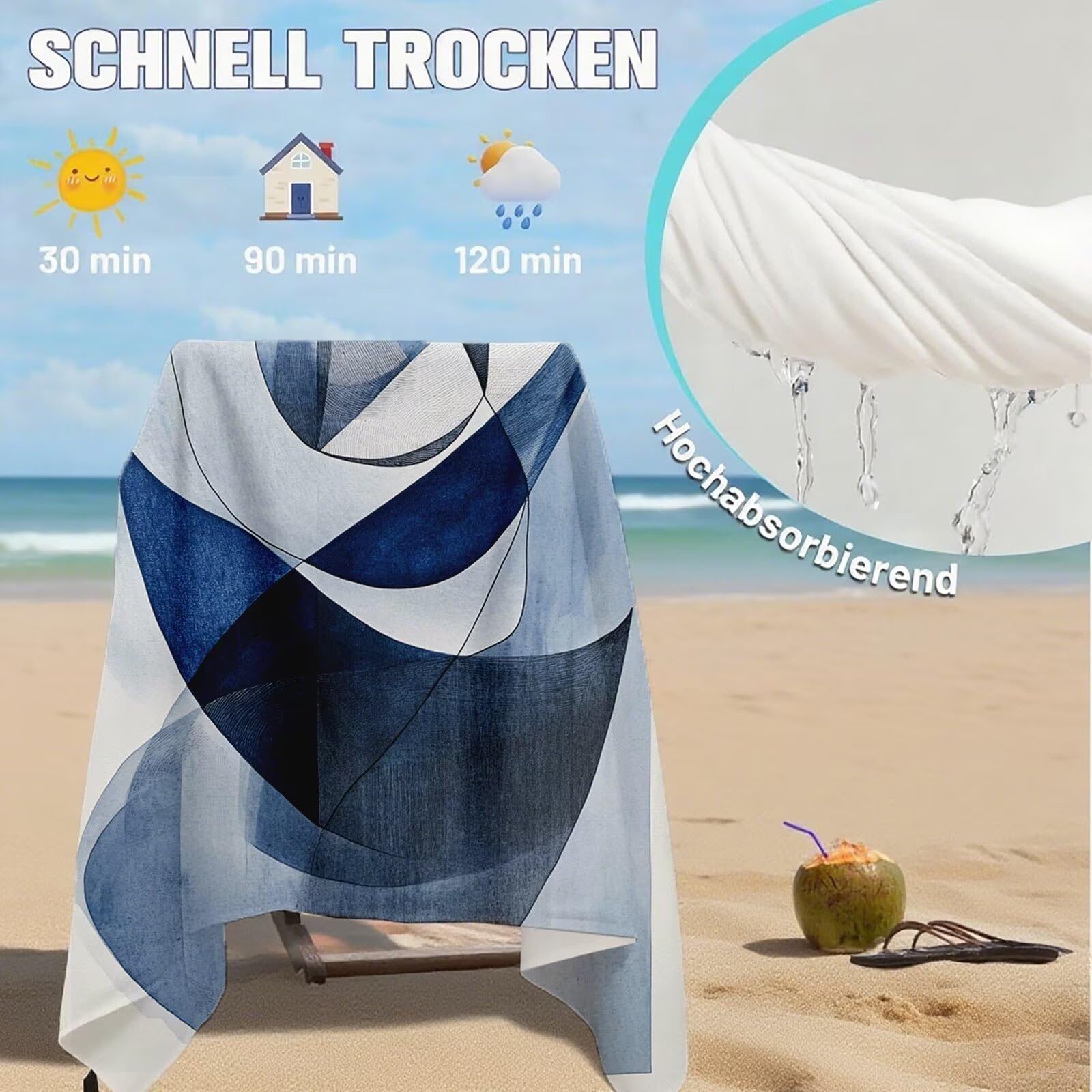 Toallas de Playa Microfibra Abstracto Toalla Playa Grande 180x90 cm Mujer Hombre Secado Rápido Absorbente Toallas Gimnasio Suave Sin Arena Toalla Microfibra para Playas Piscina Viajes Camping Q-567