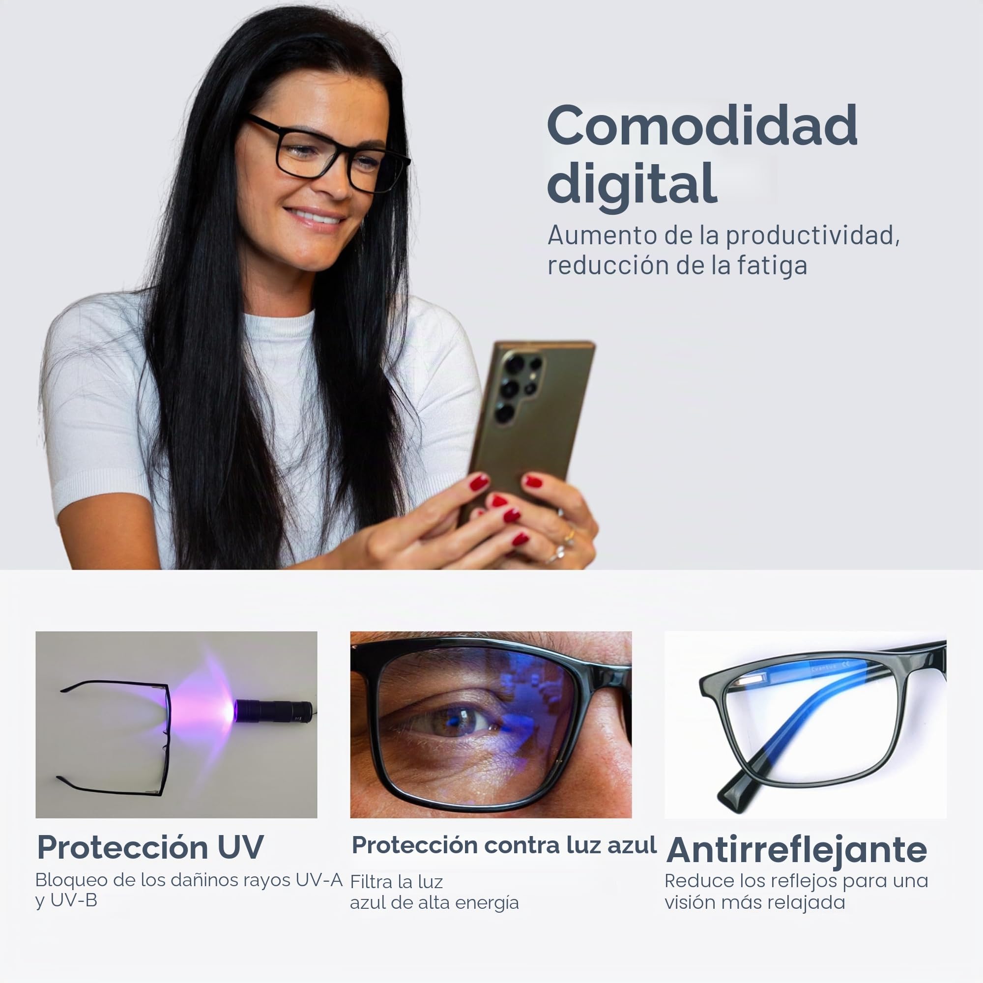 Cvantus Gafas de lectura prémium | Graduación de calidad, realizada por optometristas | Protección luz azul & UV, Antirreflejos | Gafas de lectura cuadradas para hombre y mujer