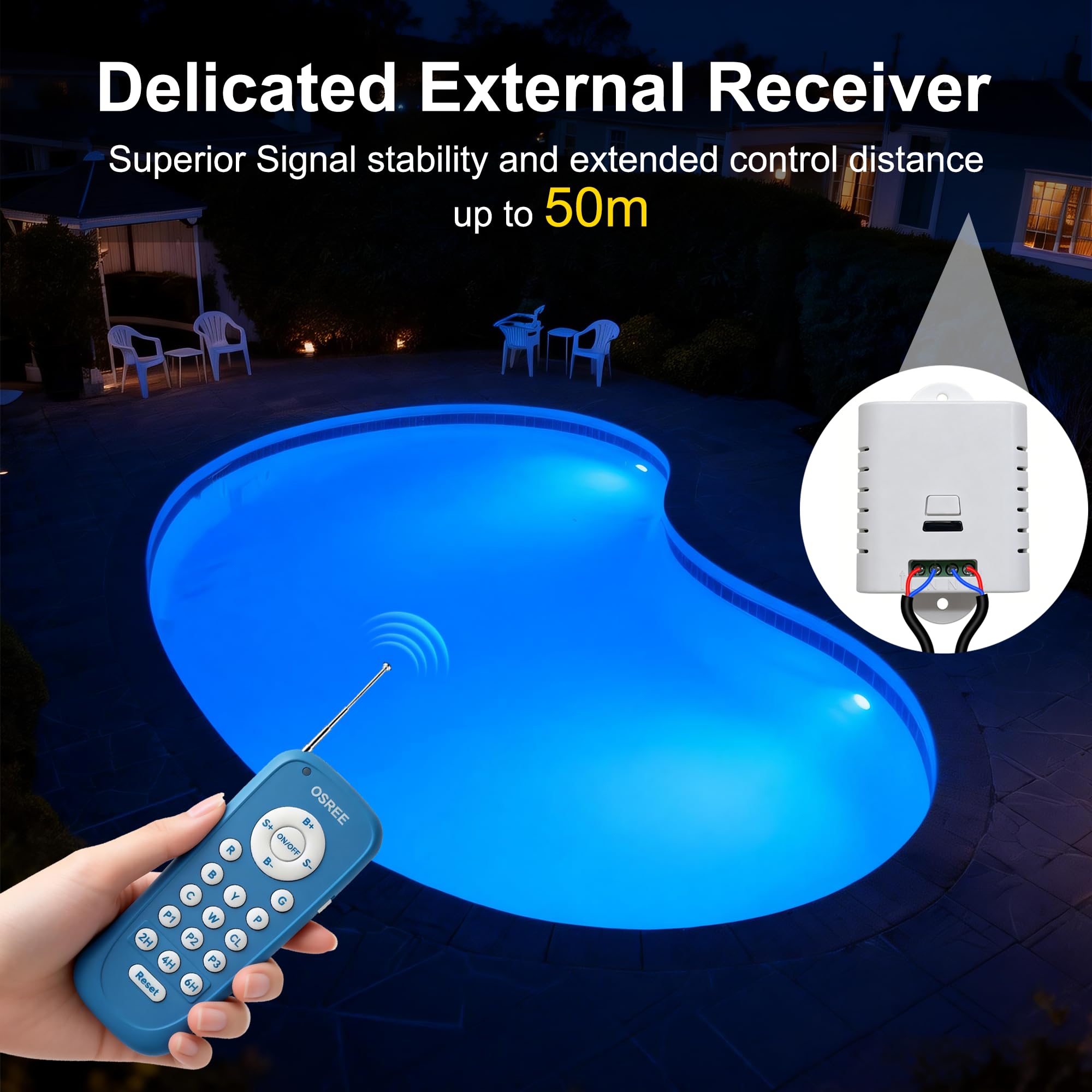 Foco Piscina LED PAR56 Sumergible, 20W Bombilla Piscina RGB Regulable Cambio Color 800lm, Lámpara de Piscina con Remoto, Temporizador 2/4/6H, IP68 Impermeable, 12V AC, Pack de 2