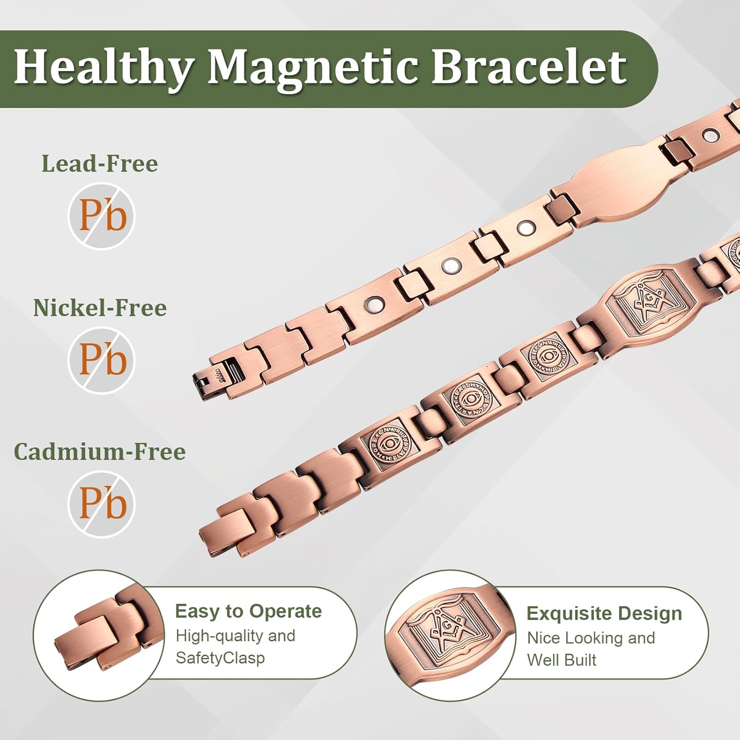 Magnetic Bracelet and Ring Set for Men, 99.99% Pure Copper Jewelry, Adjustable Cross & Celtic Knot Design, Gift for Dad - Image 4