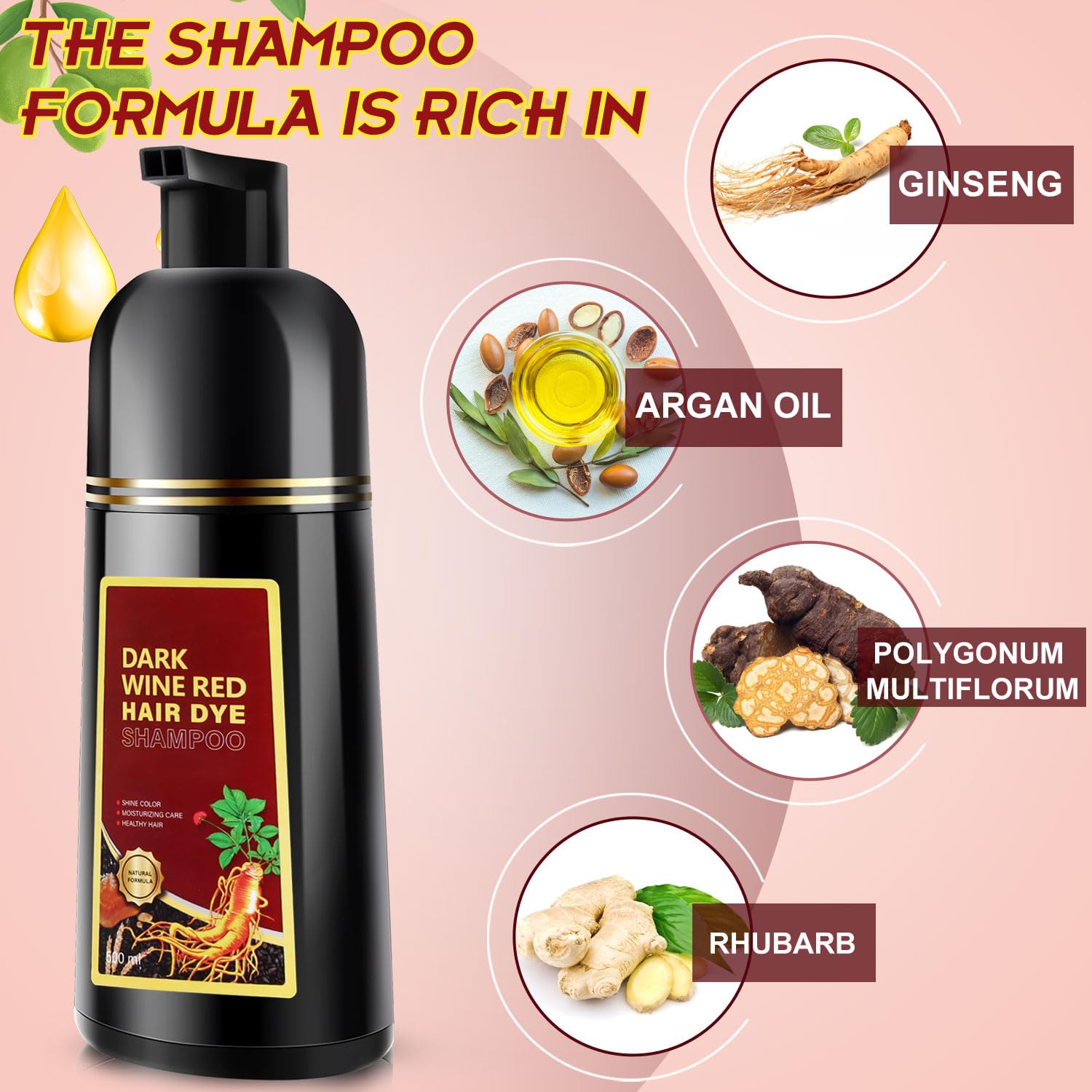 Amazon.com : GDRFNP Dark Wine Red Herbal Hair Dye Shampoo 3 in 1