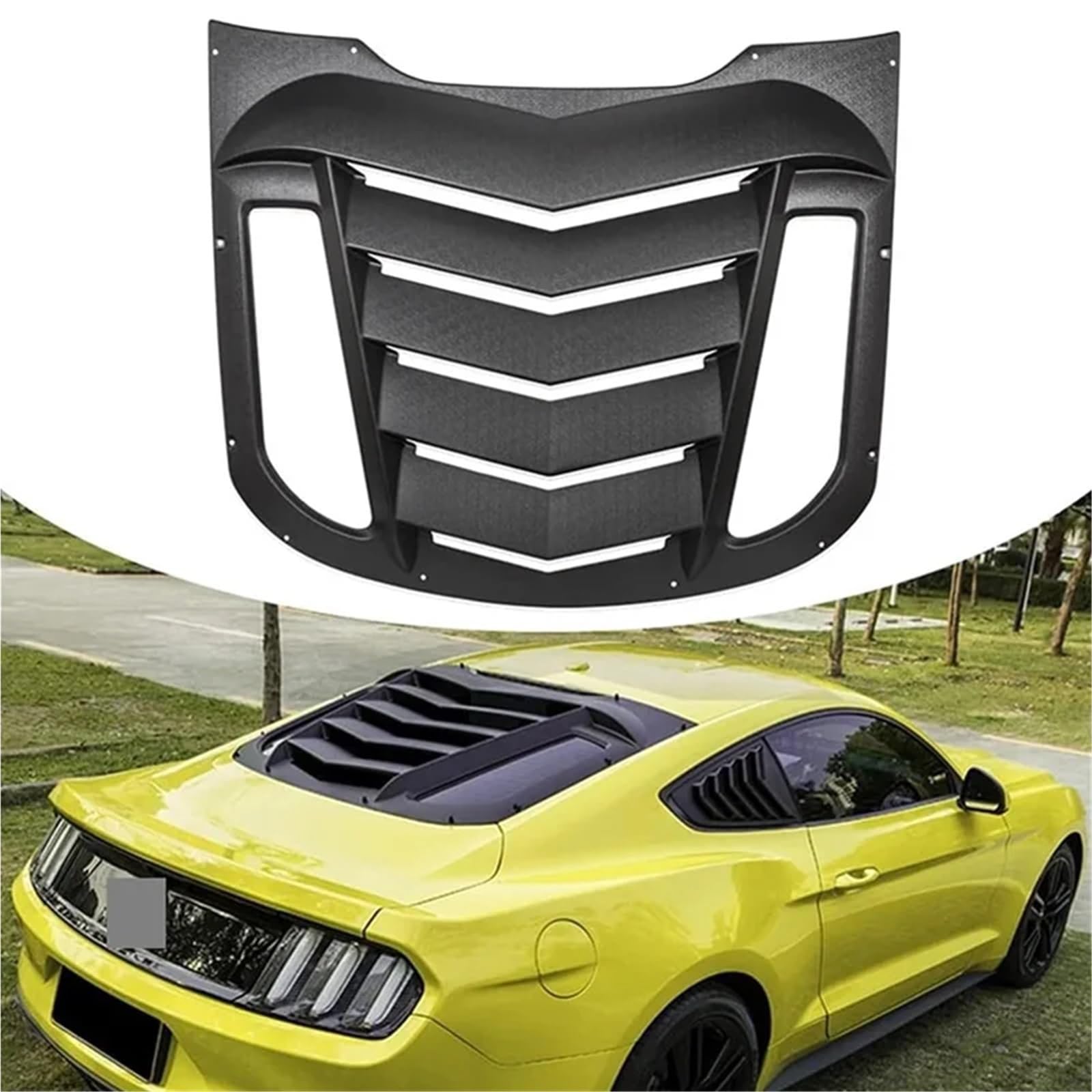 ABS Rear Window Louvers in Matte Black Fits Compatible for Ford Mustang 2015-2023