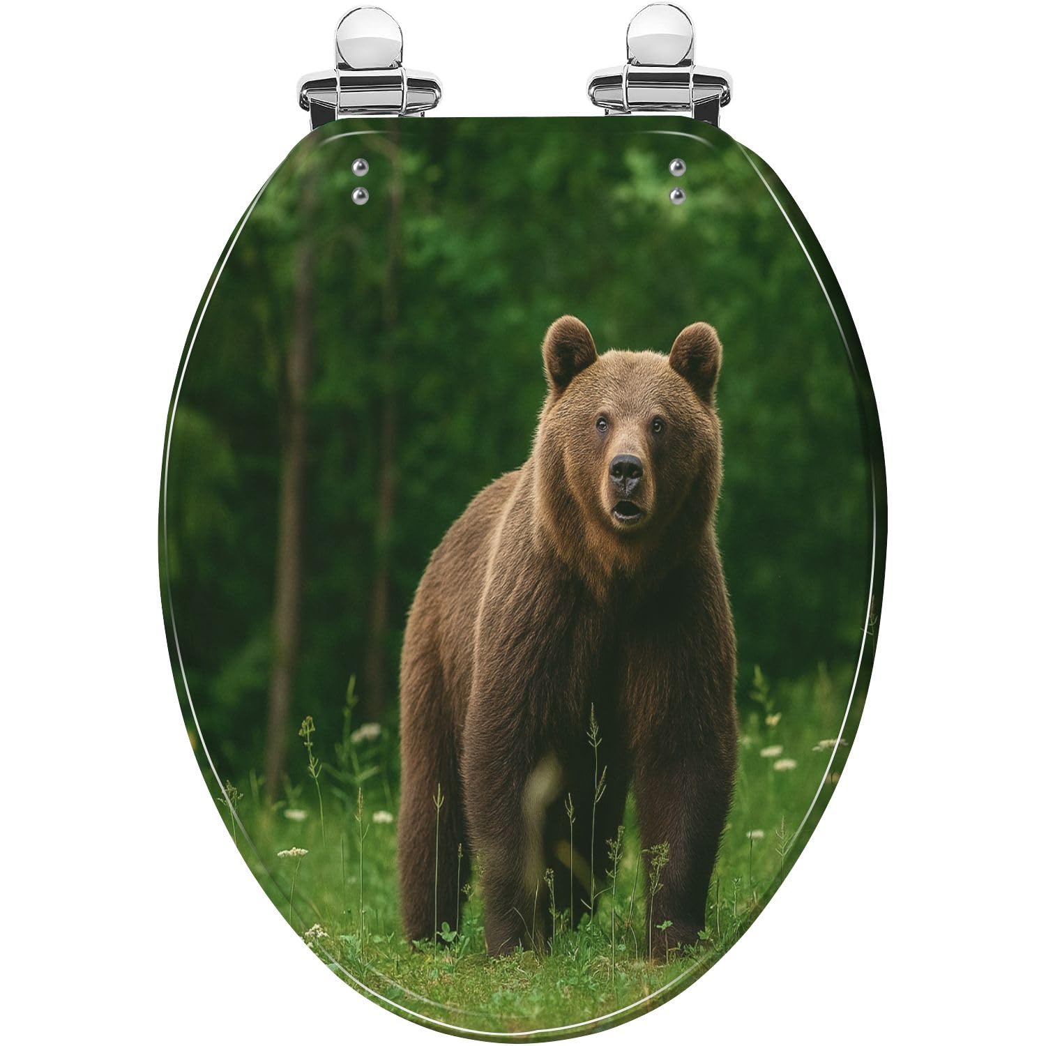 Elongated, Toilet seat Cover, Woods Bear Bear Close Quiet Close Install Clean Decorative Resin Cover Cover Romania, Adjustable, Lightweight, Durable, Portable, User-Friendly