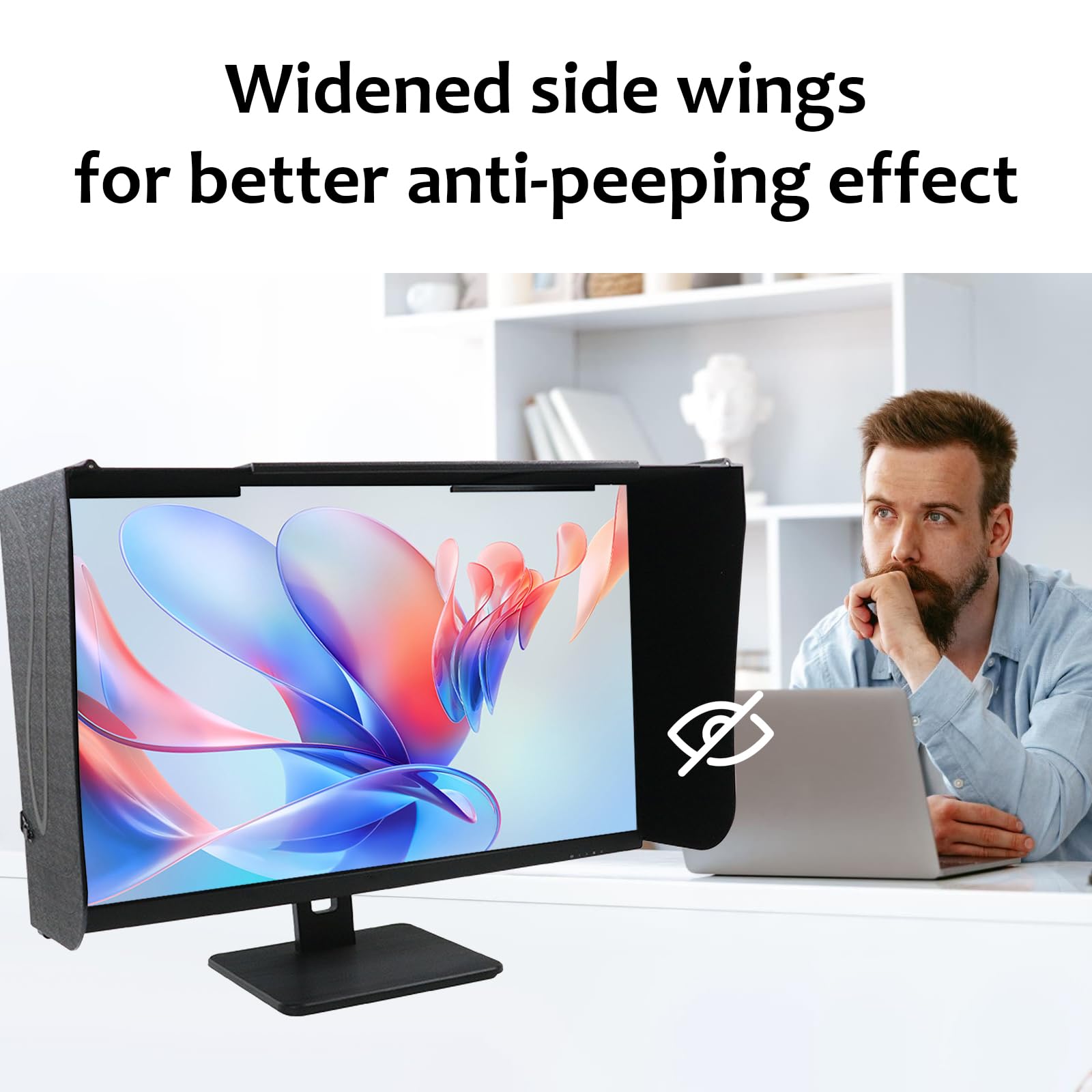 Parasole Per Monitor Per Computer, Schermo Da 17-27 Pollici (Regolabile Da 41 A 71 Cm), Parasole Per Computer Per Telaio Esterno Del Monitor, Antiriflesso E Anti-Peep
