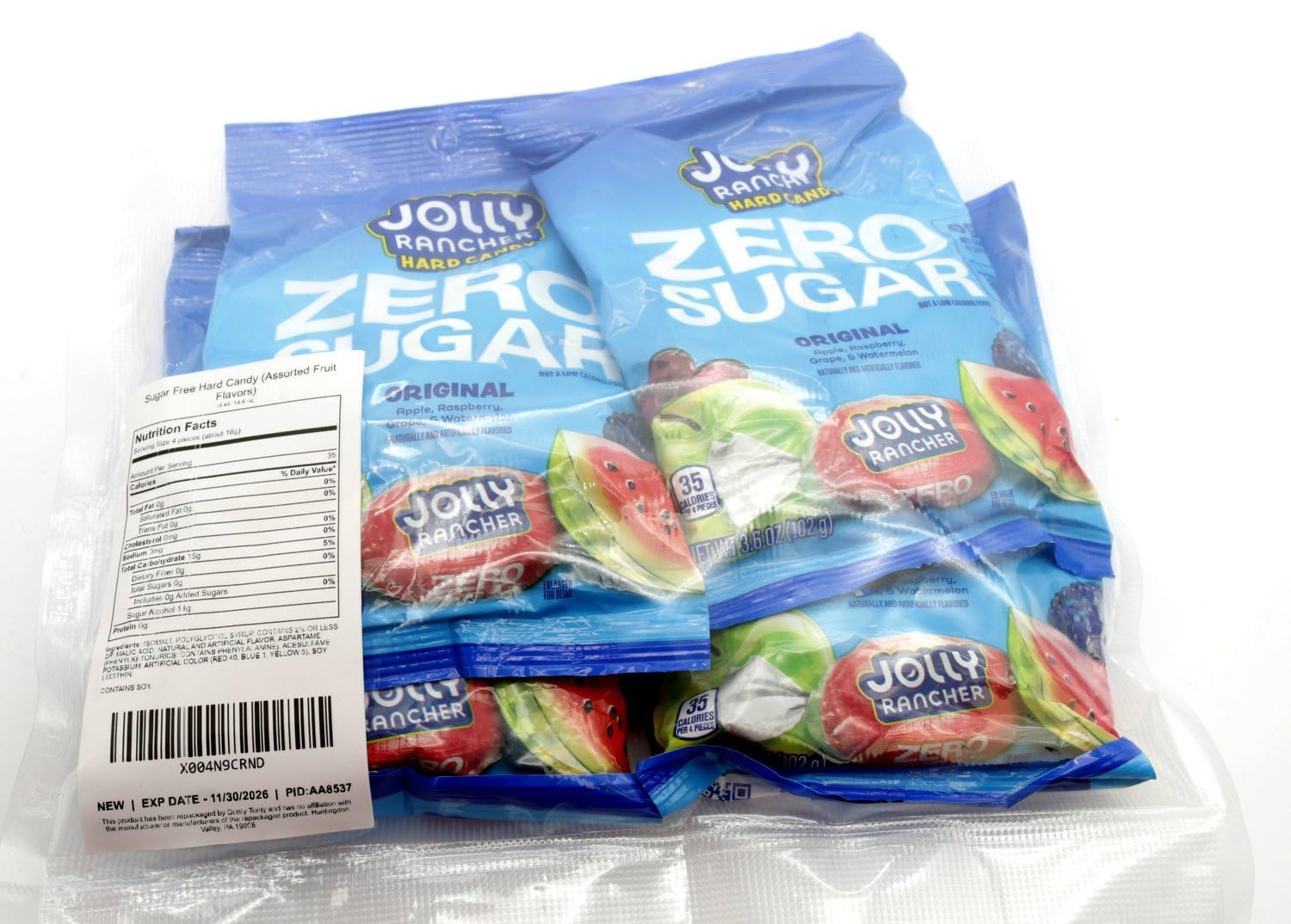 Sugar Free Hard Candy – 4 x 3.6 oz Bags, Assorted Flavors (Watermelon, Grape, Apple and Raspberry)