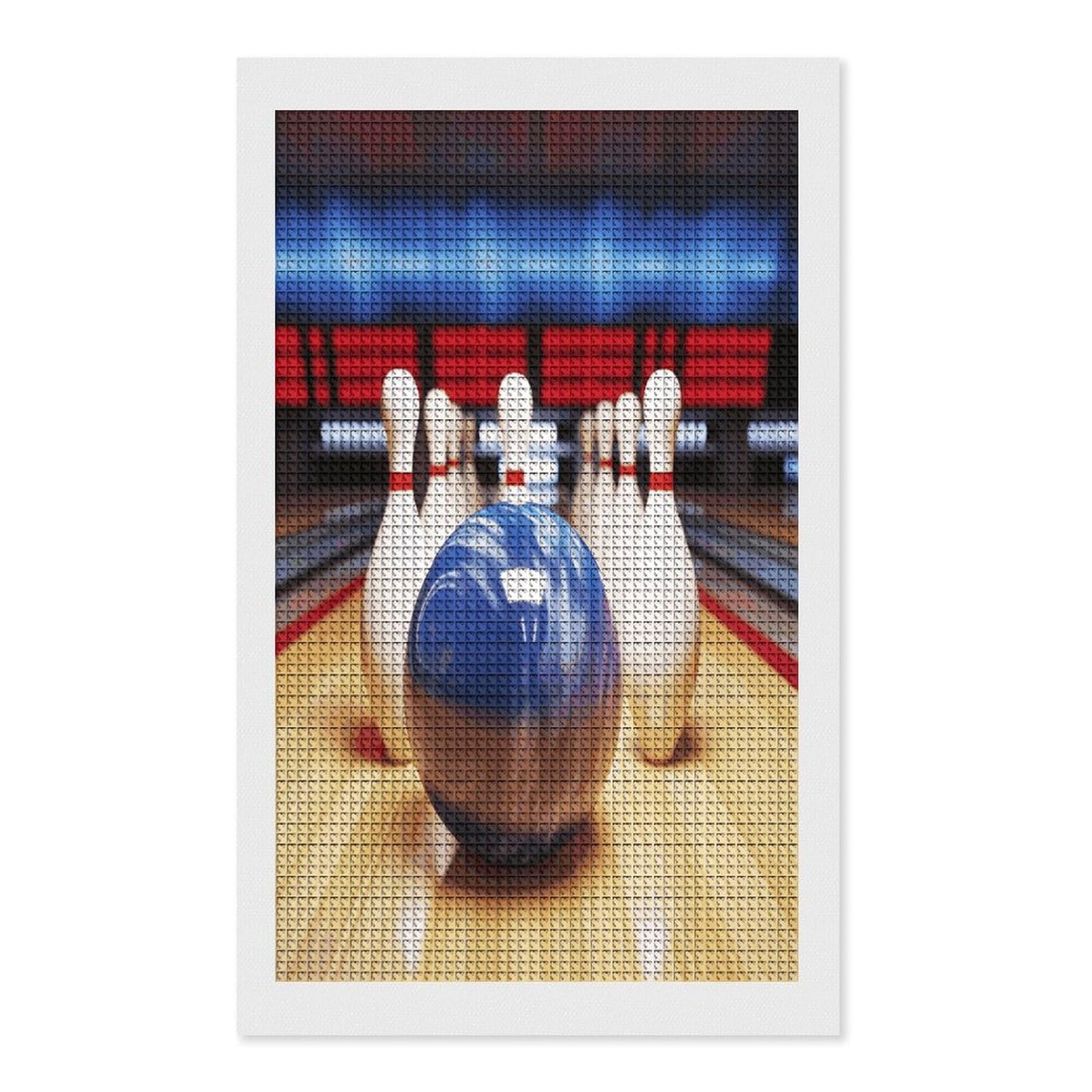 FodPand Bowling Diamond Painting Kit for Beginner Fun 5D DIY Crafts for Adults Diamond Art Kits Square Diamond Art Canvas Painting Gem Art Crafts for Home Wall Decor 12"x20"