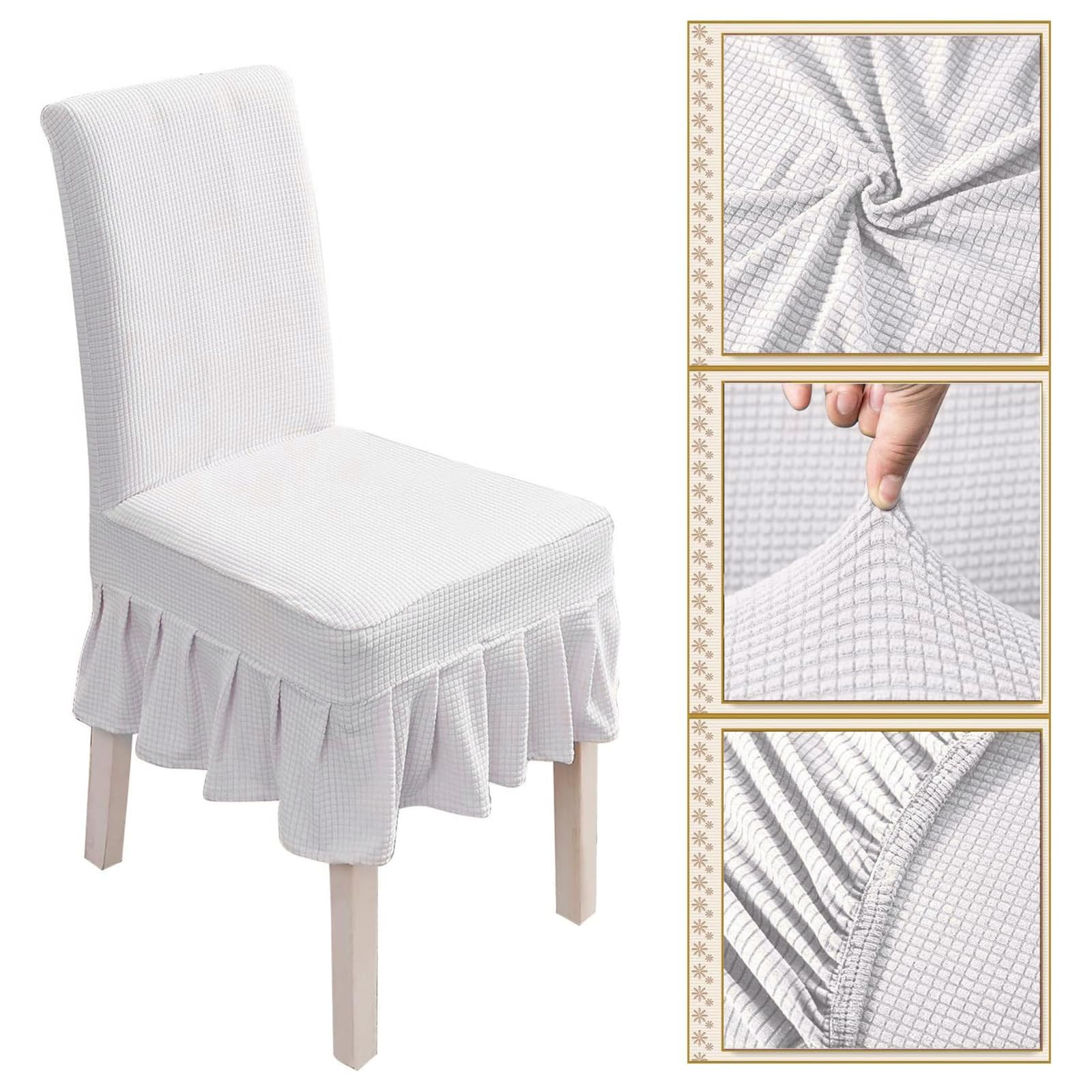 PETCUTE Housses chaises de Salle a Manger Extensibles Housse Chaise Elastique Protege chaises Salle a Manger Housses de Protection chaises Lot de 6 Beige