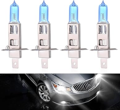 4 PCS H1 Fog Light Bulb, Ultra-White 12V 55W H1 Bulb, Car Xenon Light Bulbs for High Beam Lights Replacement Kit, Universal for Most Cars, Suvs and Vans White