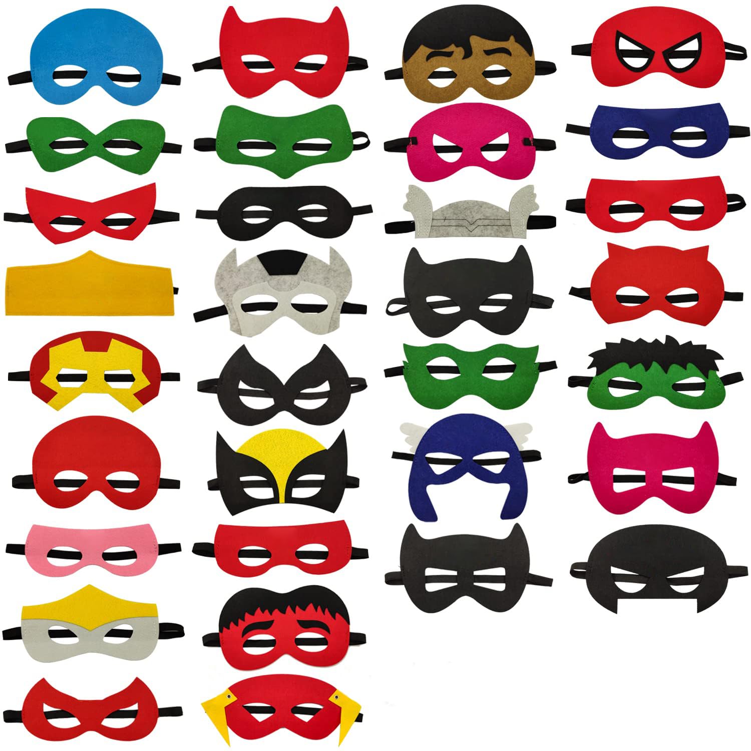 Goujfol Superhero Masks, 32 Pcs Super Hero Cosplay Party Masks, Masks Costumes Toy Gift for Boys Girls, Boys & Girls Felt Eye Mask for Cosplay, Birthday Party or Masquerade Halloween Xmas