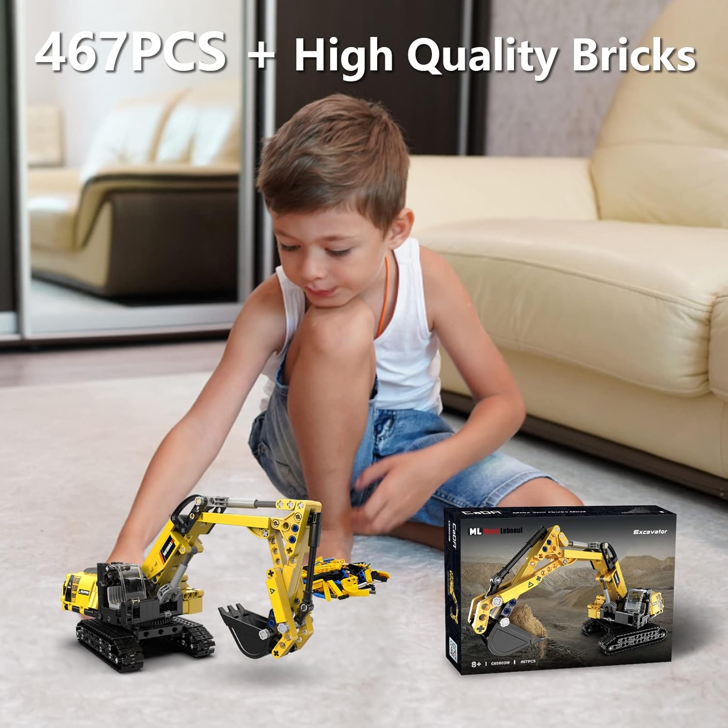 STEM Building Toys for 6 7 8 9 10 11 12 + Year Old Boys Gifts,Excavator Model Building Blocks Kit,Educational Learning Toys Construction Engineering Vehicle Digger Sets Birthday Gift for Kids(467 Pcs)