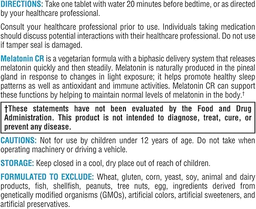 Miniatura 6 de XYMOGEN Melatonina CR suplemento de melatonina de liberación temporal de 5 mg con vitamina B6  Noche + apoyo inmunológico  La entrega bifásica se