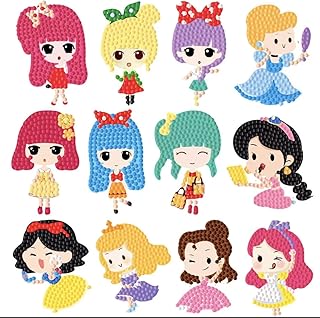 12 Pieces 5D Diamond Painting Kits for Kids Adults Beginner Diamond Painting by Numbers for 5 Year Old Diamond Art DIY Princess DIY Kit Rhinestone Mosaic