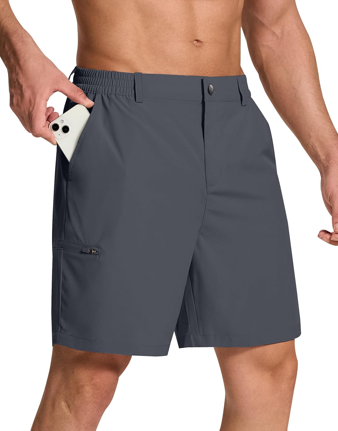 Mens Stretch Golf Shorts with 6 Pockets Dry Fit 7 Inch Inseam Lightweight Dress for Hiking Work Casual