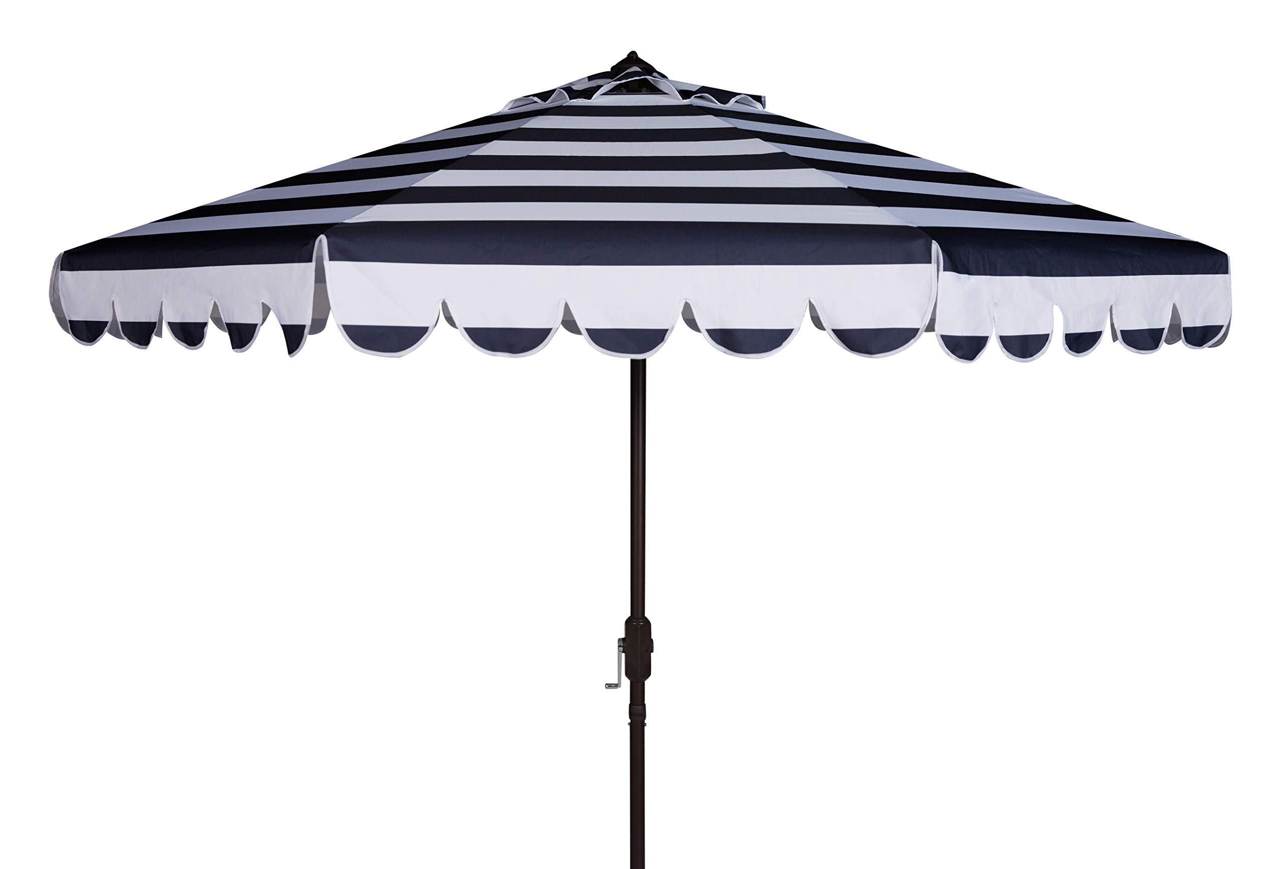 safavieh pat8011c outdoor collection maui navy and white single scallop striped 6ft crank push button tilt umbrella